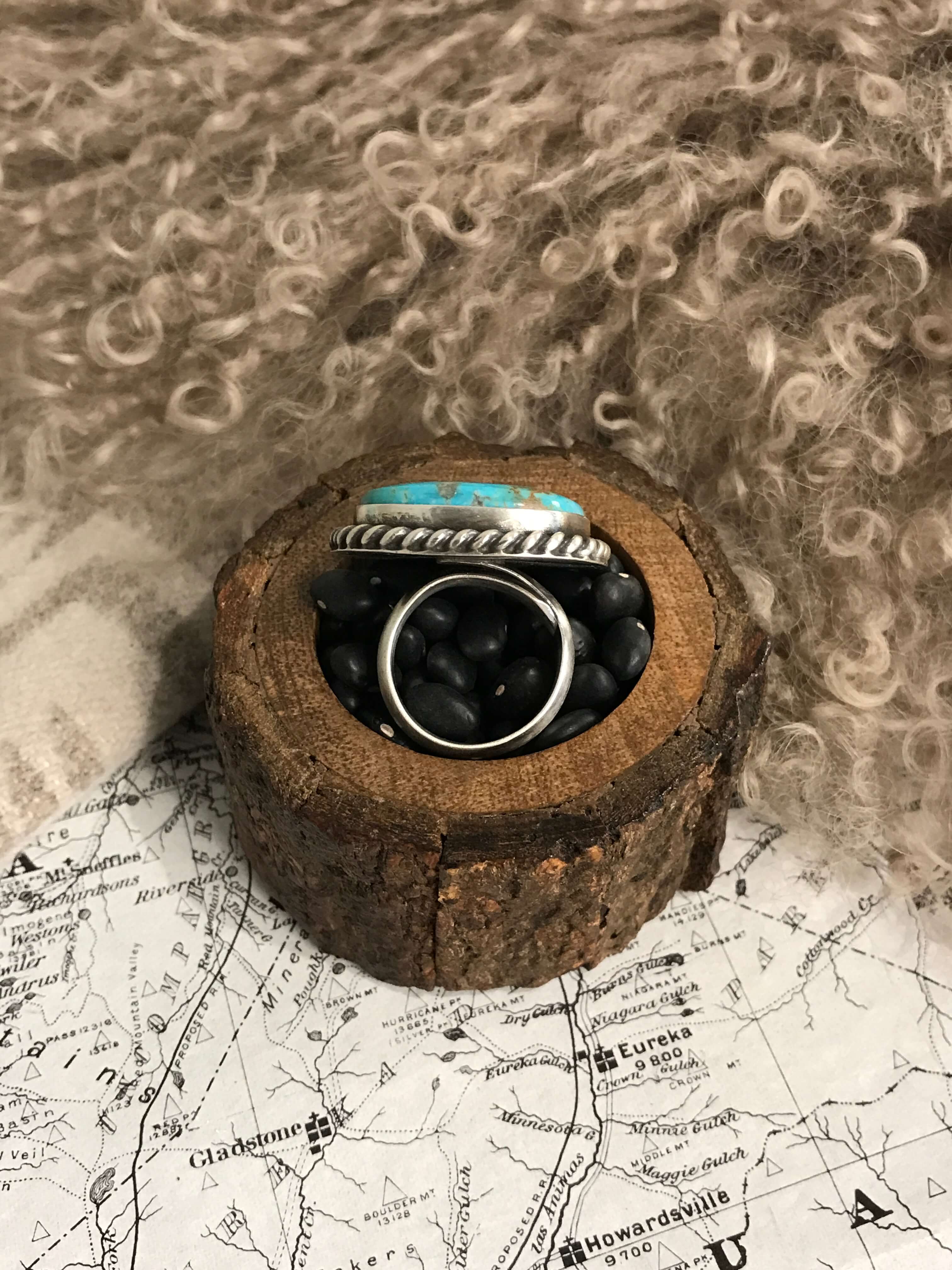 The Riverfall Adjustable Turquoise Ring, 2-Rings-Calli Co., Turquoise and Silver Jewelry, Native American Handmade, Zuni Tribe, Navajo Tribe, Brock Texas