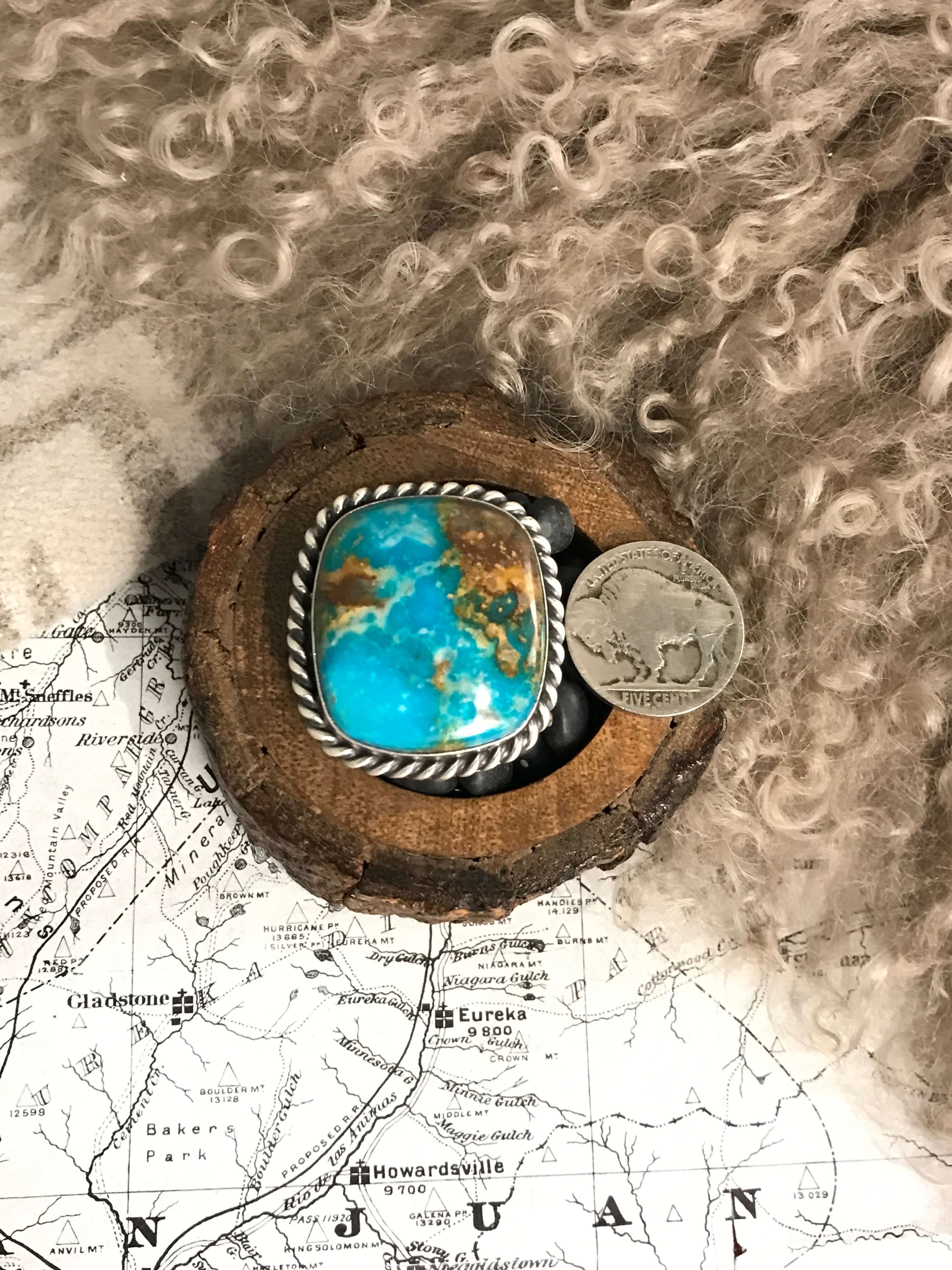 The Riverfall Adjustable Turquoise Ring, 3-Rings-Calli Co., Turquoise and Silver Jewelry, Native American Handmade, Zuni Tribe, Navajo Tribe, Brock Texas