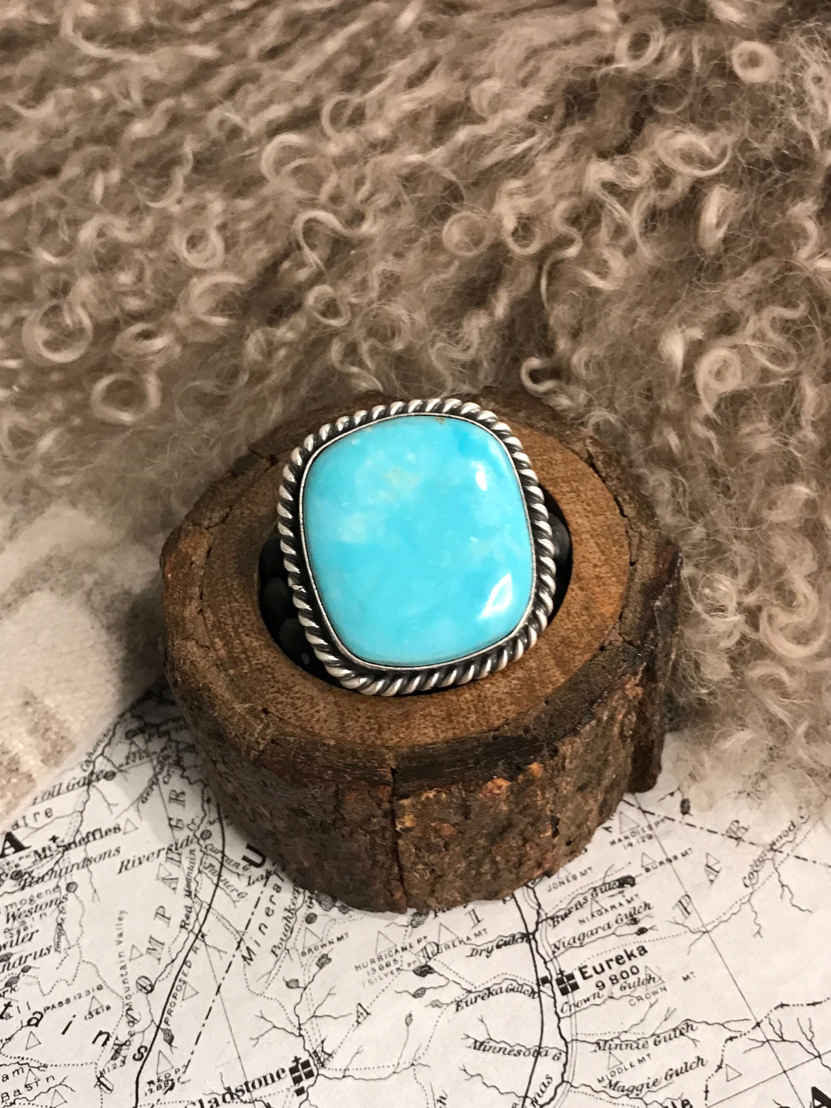 The Riverfall Adjustable Turquoise Ring, 4-Rings-Calli Co., Turquoise and Silver Jewelry, Native American Handmade, Zuni Tribe, Navajo Tribe, Brock Texas