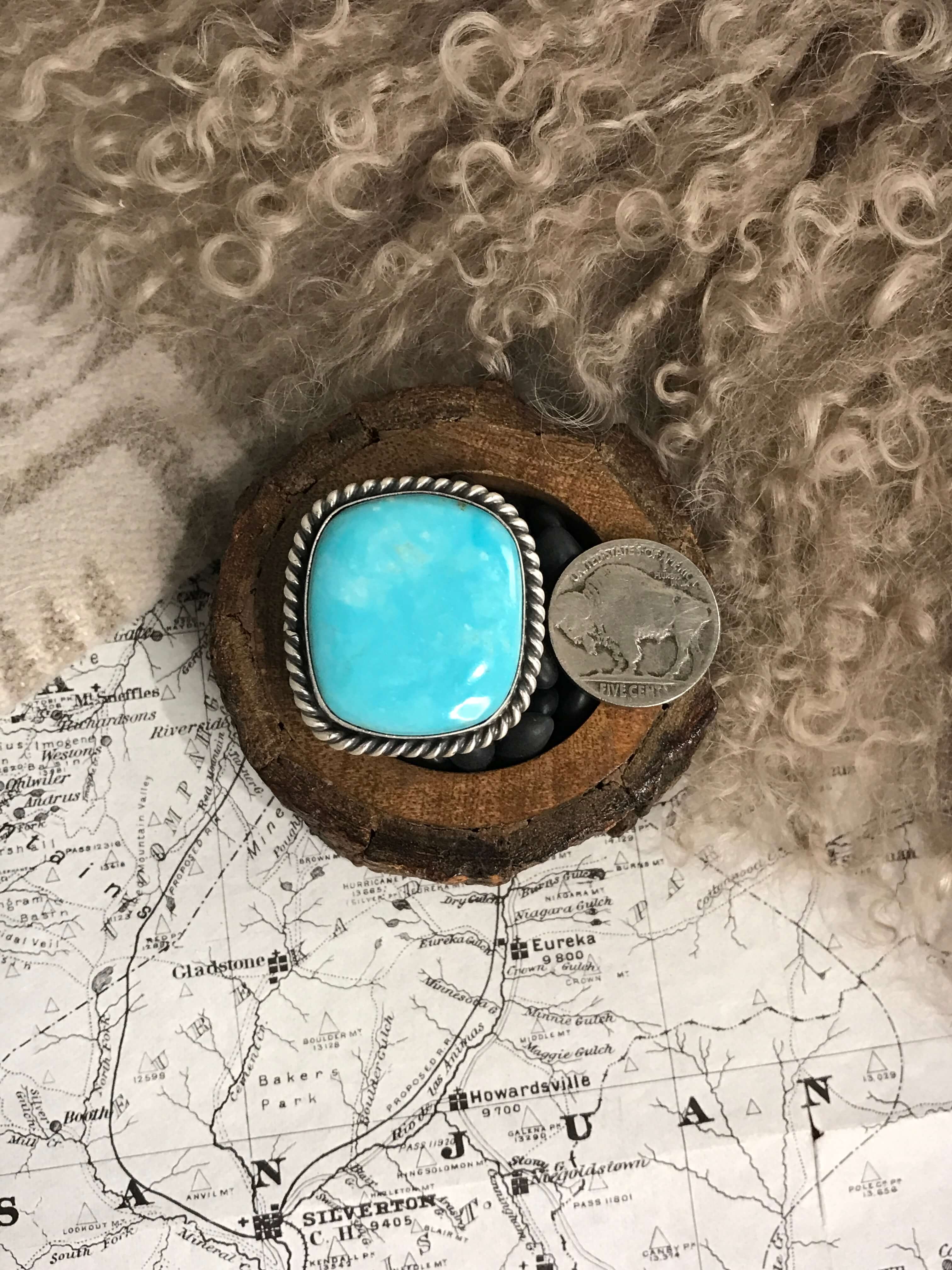 The Riverfall Adjustable Turquoise Ring, 4-Rings-Calli Co., Turquoise and Silver Jewelry, Native American Handmade, Zuni Tribe, Navajo Tribe, Brock Texas