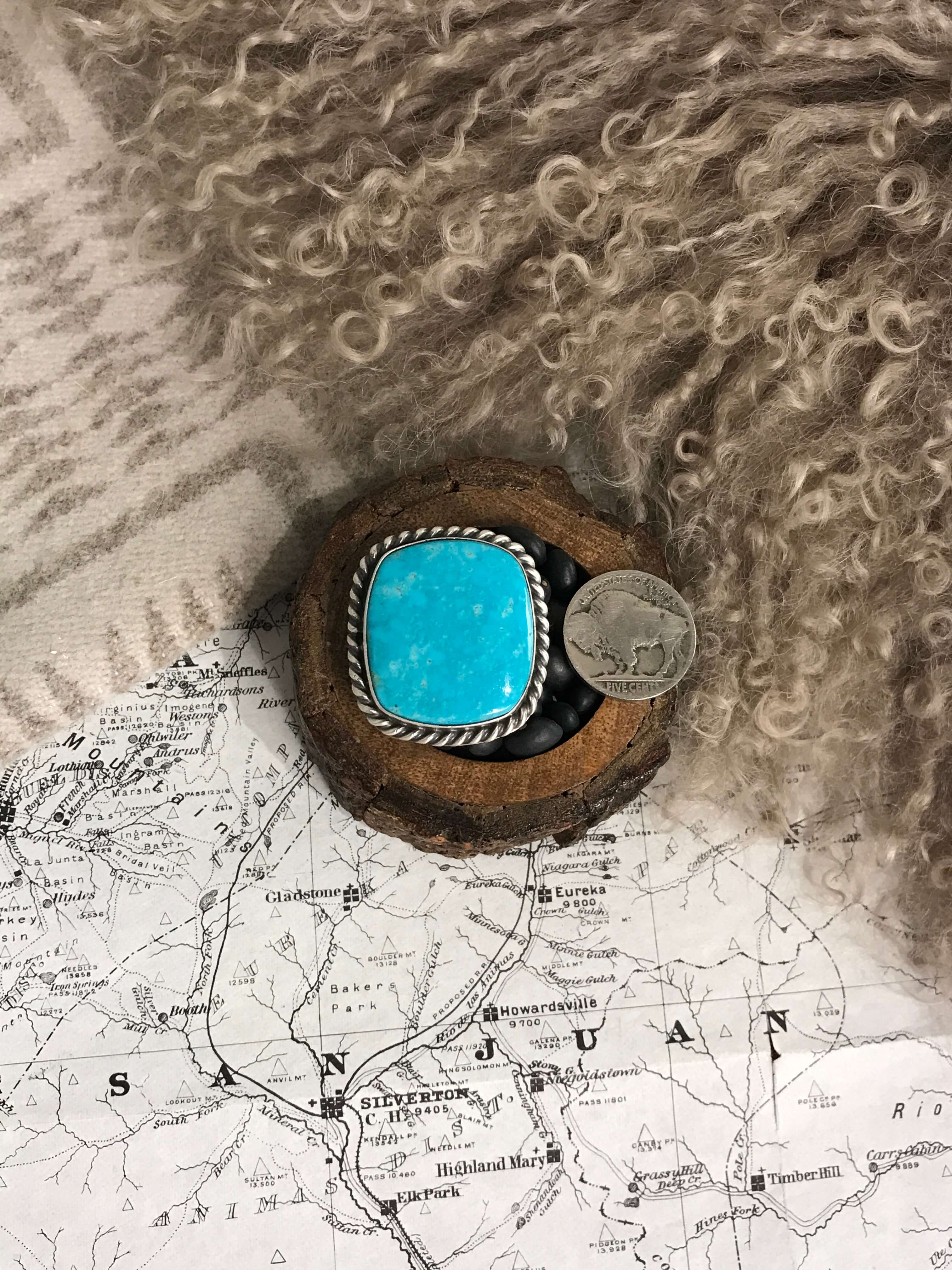 The Riverfall Adjustable Turquoise Ring, 5-Rings-Calli Co., Turquoise and Silver Jewelry, Native American Handmade, Zuni Tribe, Navajo Tribe, Brock Texas