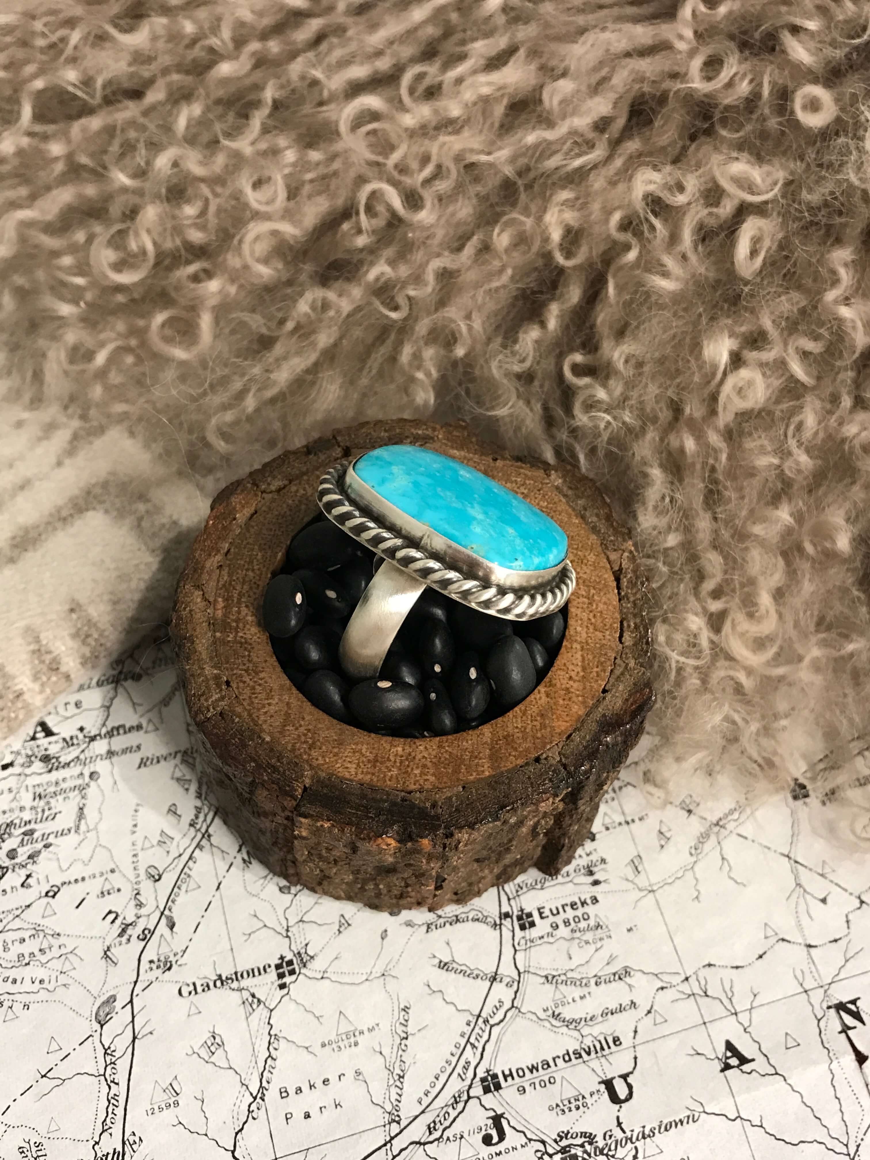 The Riverfall Adjustable Turquoise Ring, 5-Rings-Calli Co., Turquoise and Silver Jewelry, Native American Handmade, Zuni Tribe, Navajo Tribe, Brock Texas