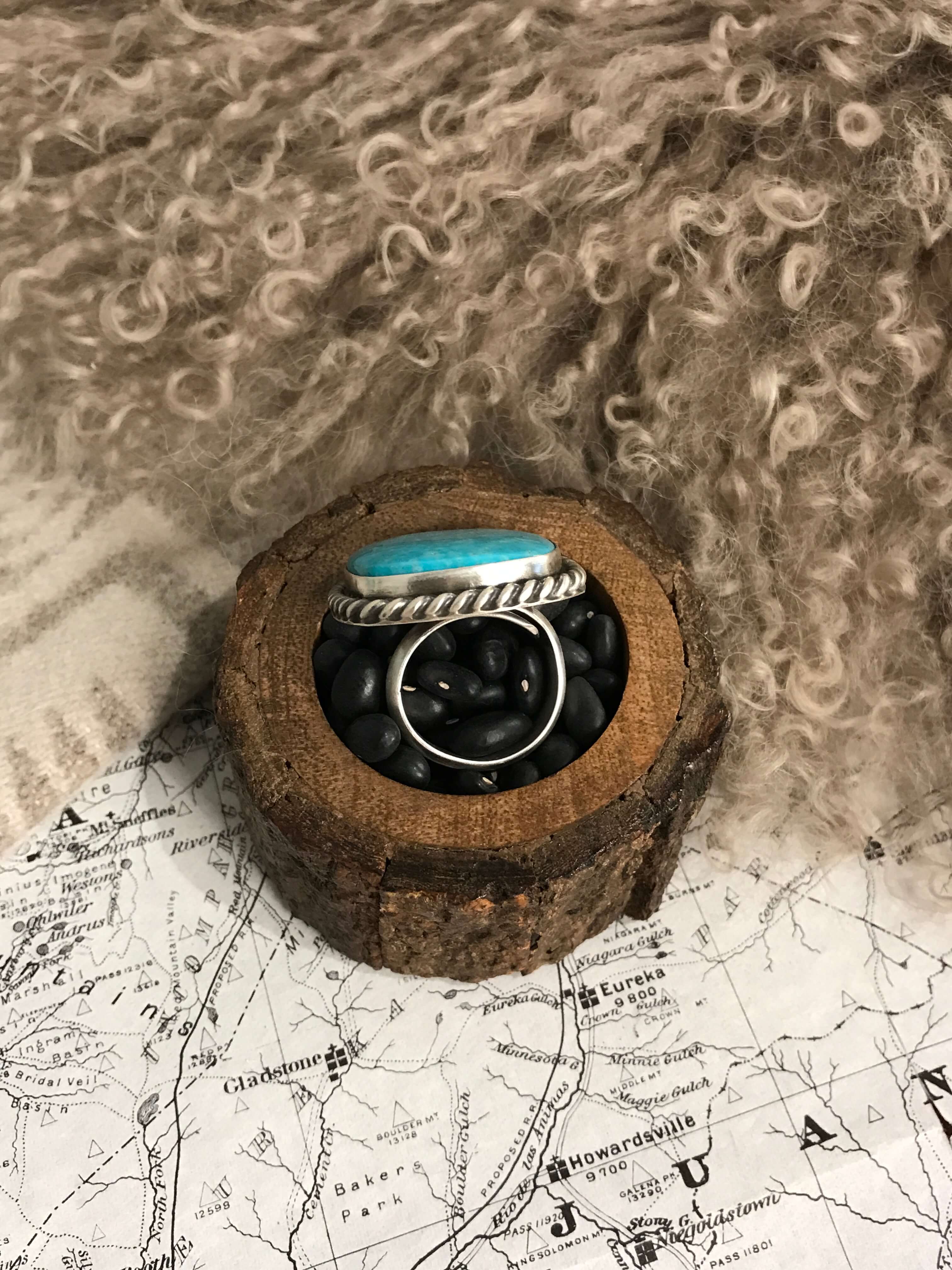 The Riverfall Adjustable Turquoise Ring, 5-Rings-Calli Co., Turquoise and Silver Jewelry, Native American Handmade, Zuni Tribe, Navajo Tribe, Brock Texas