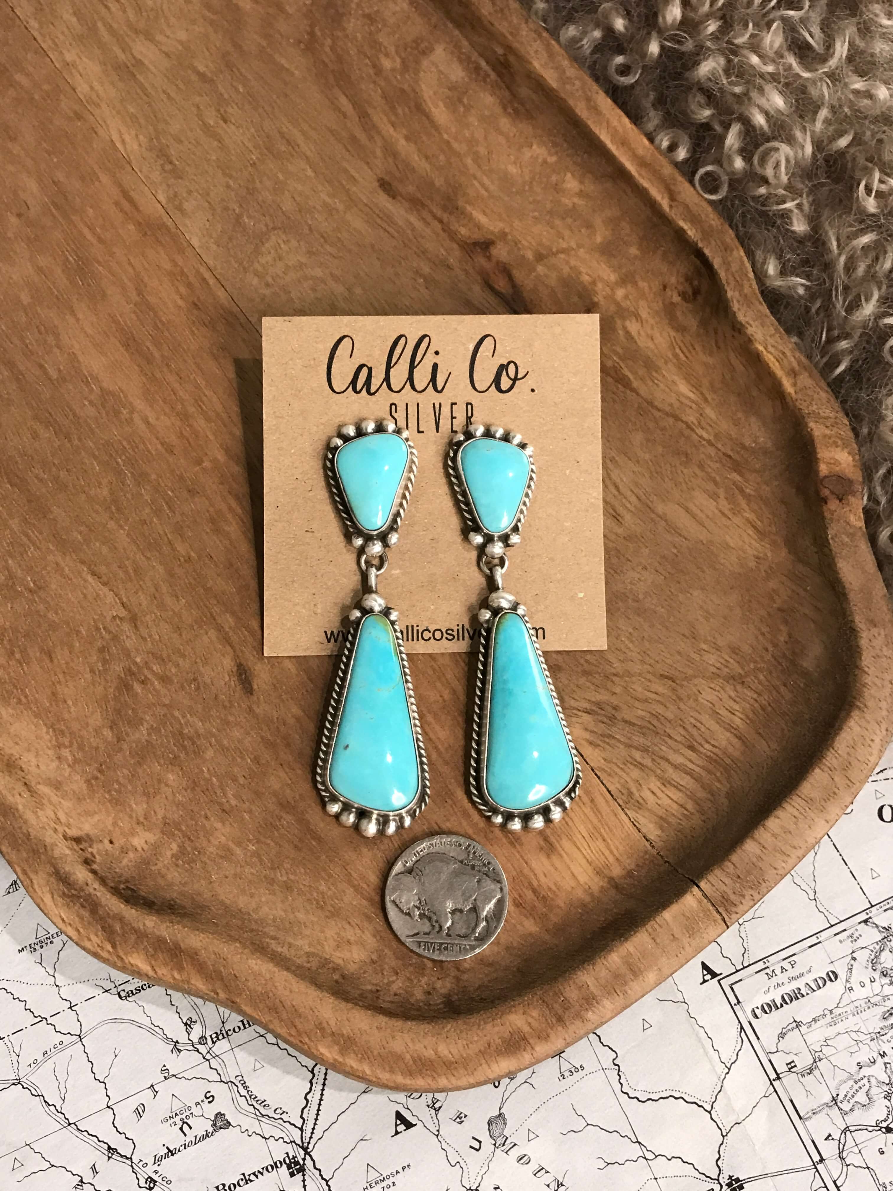 The Glendale Earrings, 9-Earrings-Calli Co., Turquoise and Silver Jewelry, Native American Handmade, Zuni Tribe, Navajo Tribe, Brock Texas