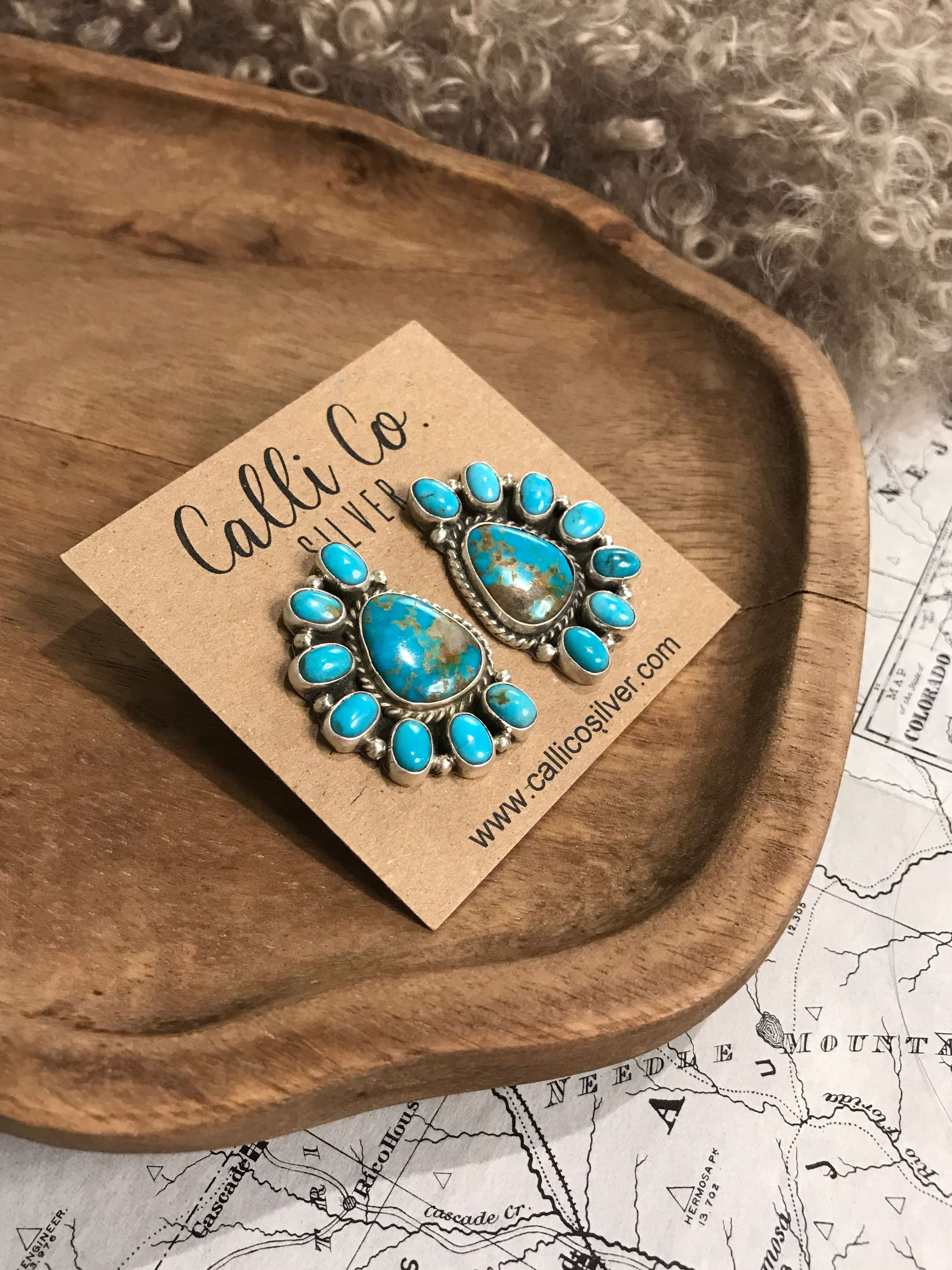The Arena Cluster Earrings, 7-Earrings-Calli Co., Turquoise and Silver Jewelry, Native American Handmade, Zuni Tribe, Navajo Tribe, Brock Texas
