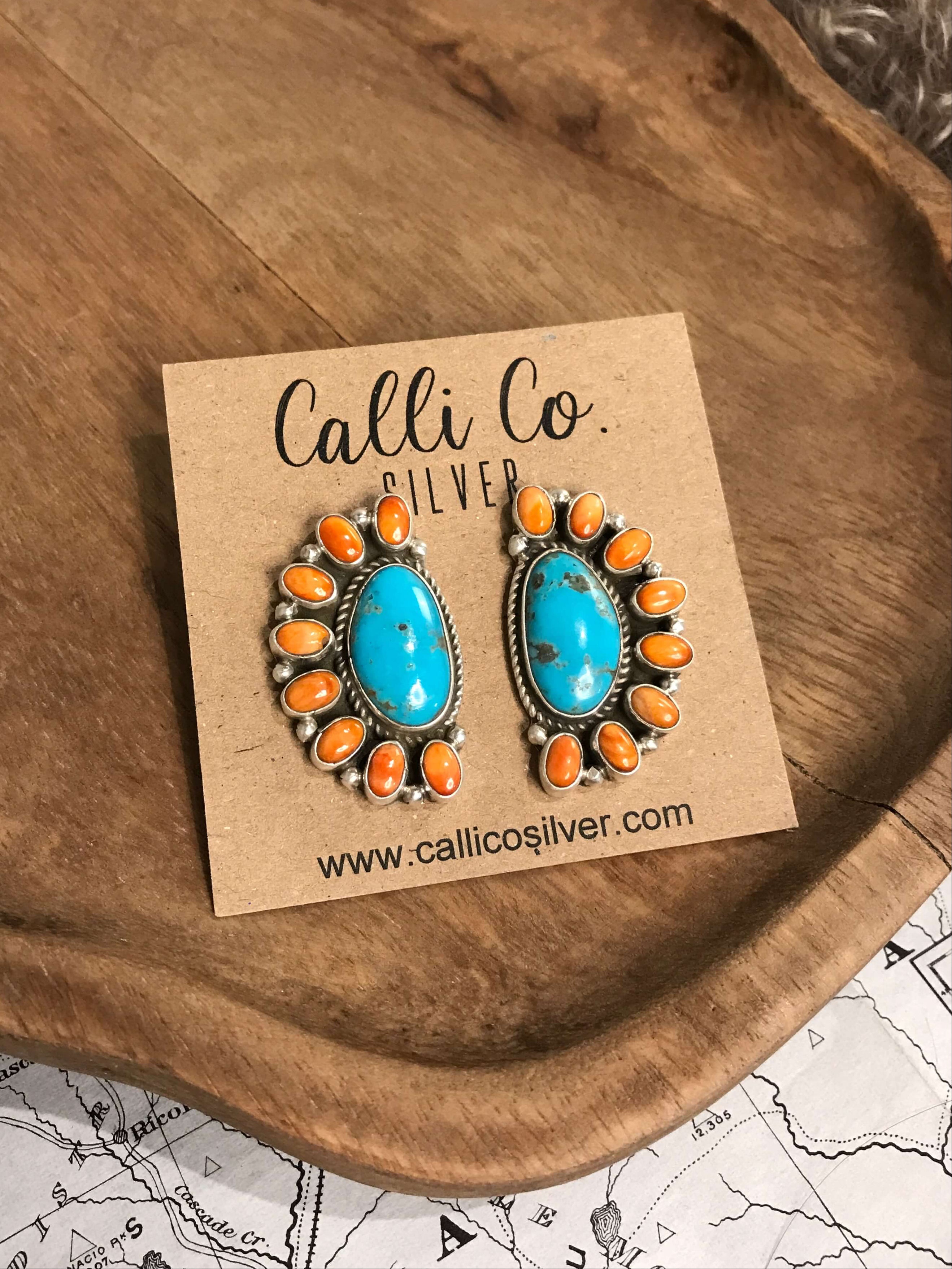 The Arena Cluster Earrings, 6-Earrings-Calli Co., Turquoise and Silver Jewelry, Native American Handmade, Zuni Tribe, Navajo Tribe, Brock Texas