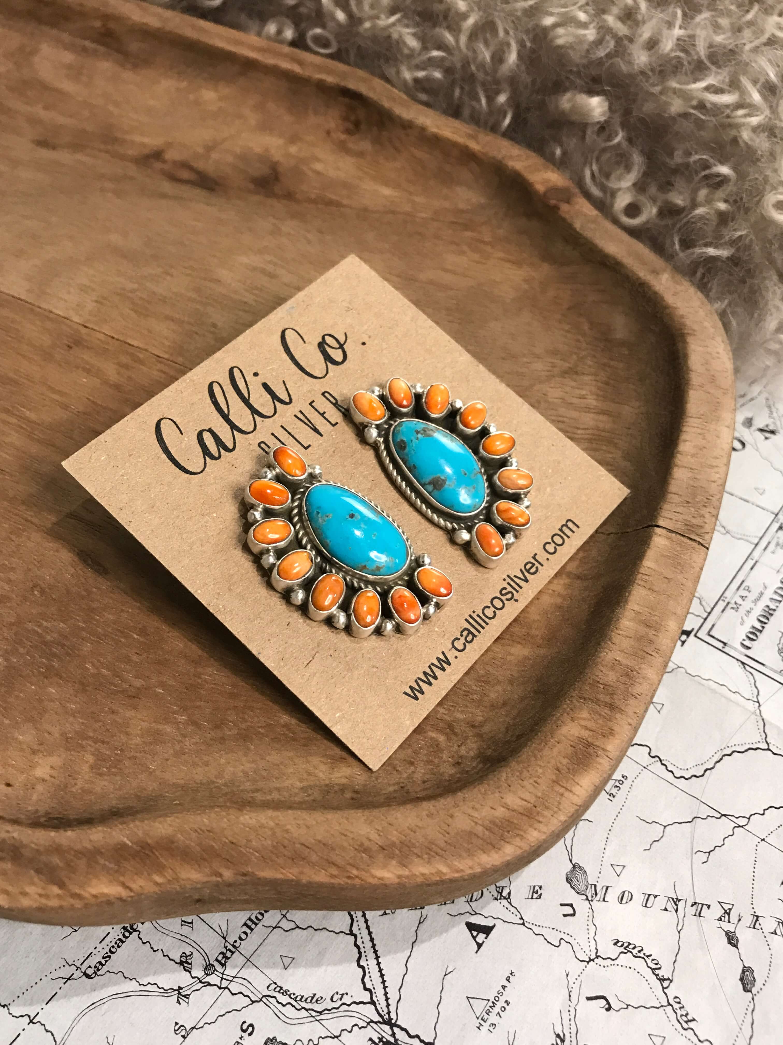 The Arena Cluster Earrings, 6-Earrings-Calli Co., Turquoise and Silver Jewelry, Native American Handmade, Zuni Tribe, Navajo Tribe, Brock Texas