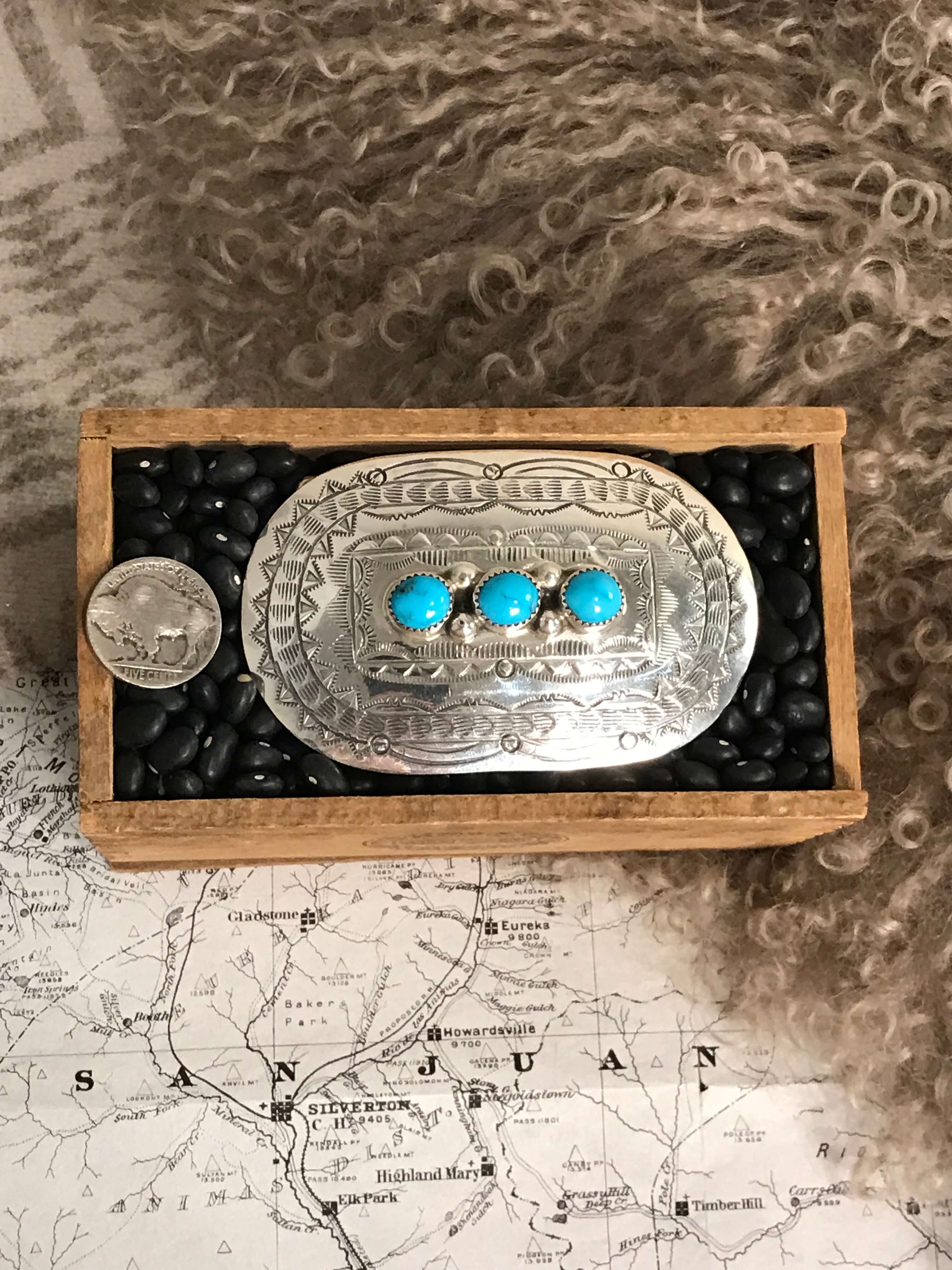 The Rigby Turquoise Belt Buckle-Belt Buckles-Calli Co., Turquoise and Silver Jewelry, Native American Handmade, Zuni Tribe, Navajo Tribe, Brock Texas