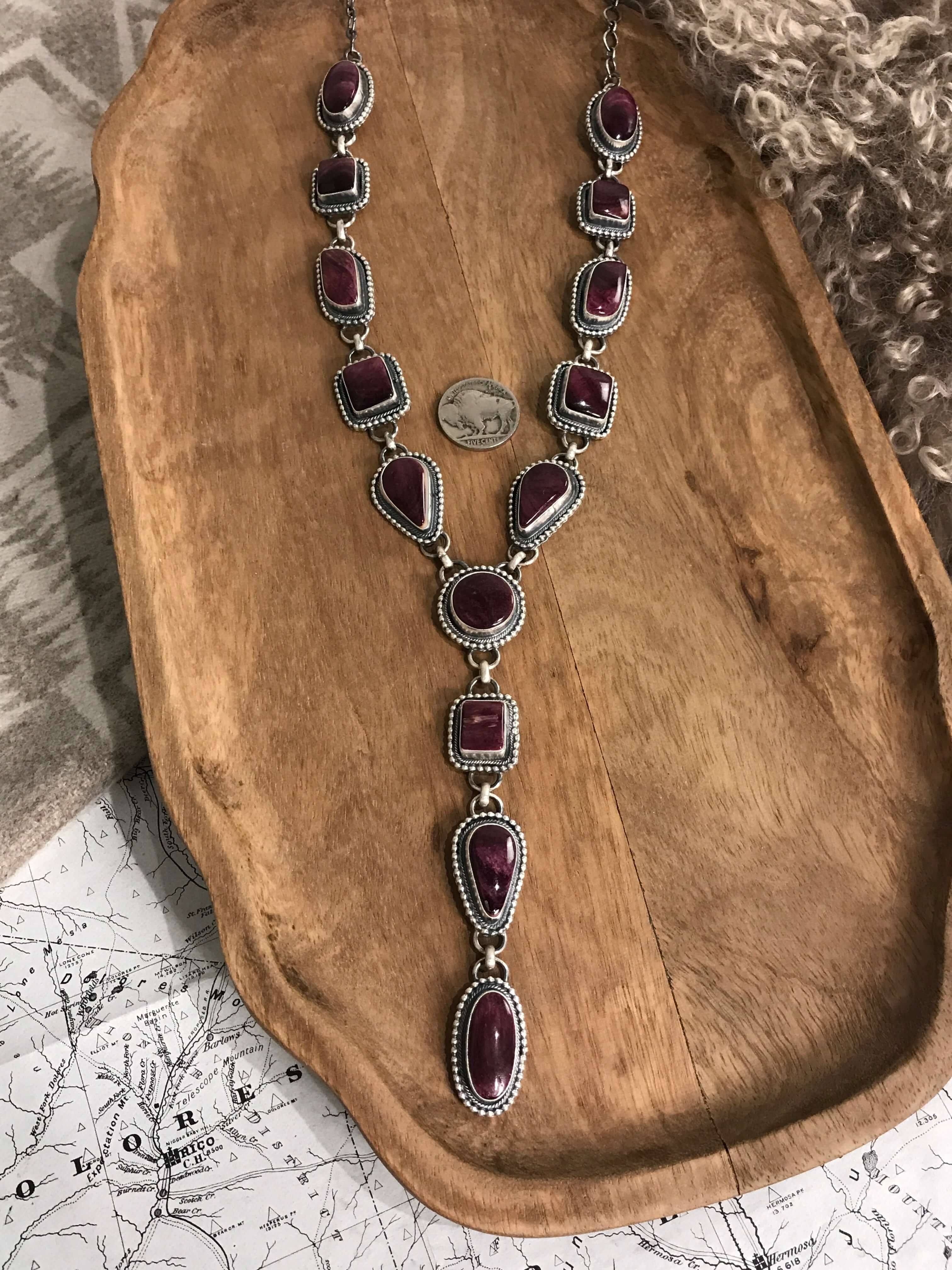 The Pinyon Lariat Necklace Set-Necklaces-Calli Co., Turquoise and Silver Jewelry, Native American Handmade, Zuni Tribe, Navajo Tribe, Brock Texas