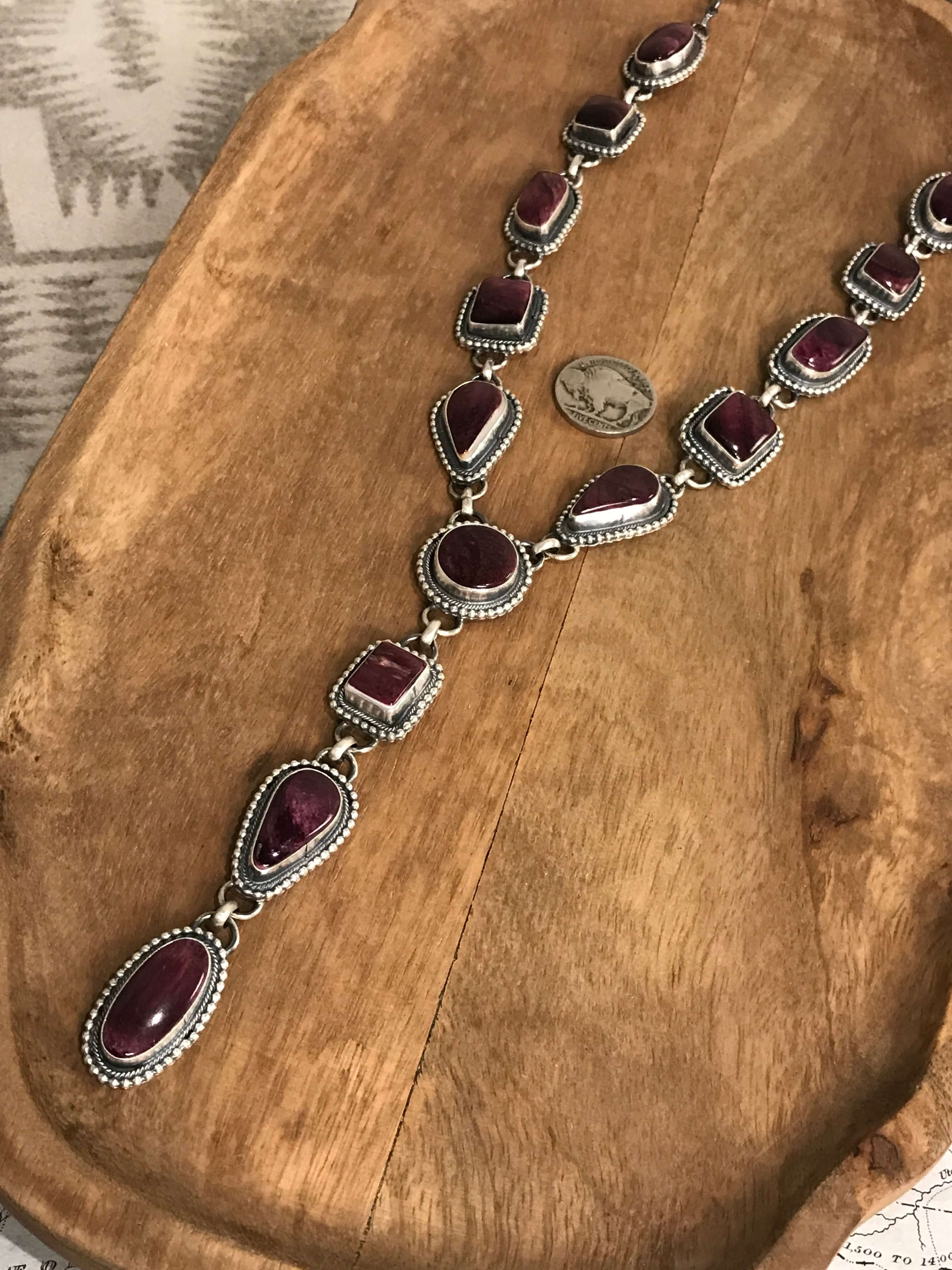 The Pinyon Lariat Necklace Set-Necklaces-Calli Co., Turquoise and Silver Jewelry, Native American Handmade, Zuni Tribe, Navajo Tribe, Brock Texas