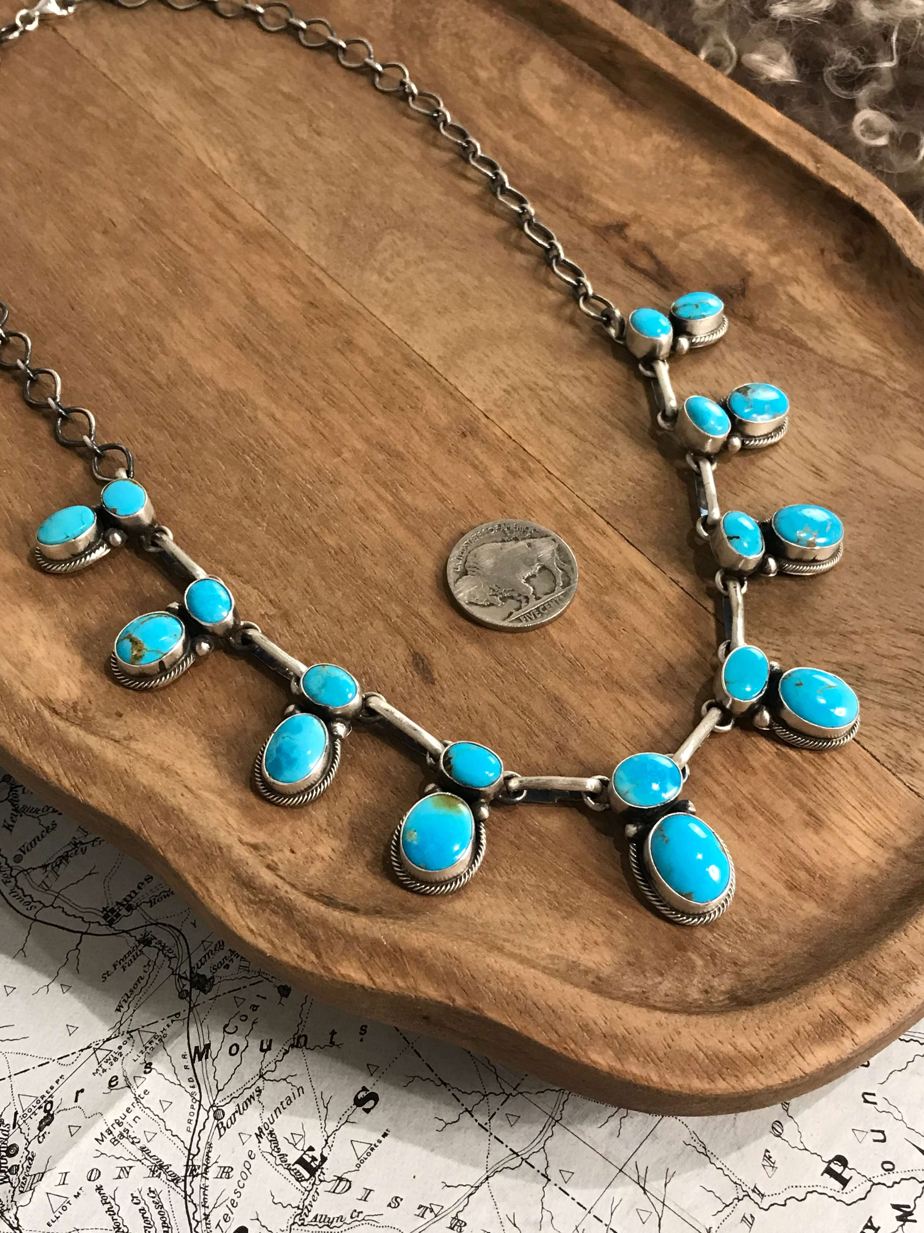 The Elliot Turquoise Statement Necklace Set-Necklaces-Calli Co., Turquoise and Silver Jewelry, Native American Handmade, Zuni Tribe, Navajo Tribe, Brock Texas