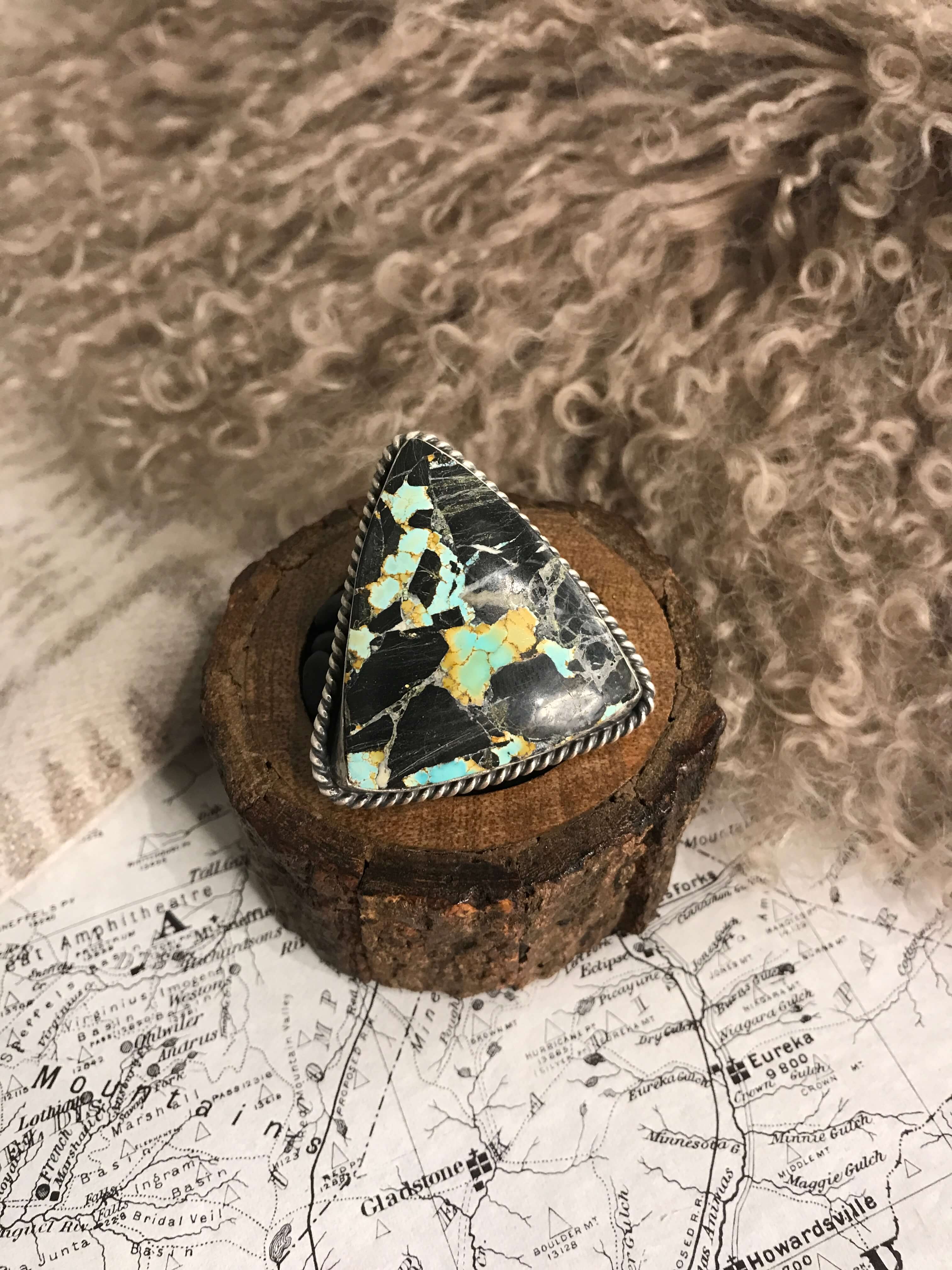 The Downey Ring, Sz 7-Rings-Calli Co., Turquoise and Silver Jewelry, Native American Handmade, Zuni Tribe, Navajo Tribe, Brock Texas