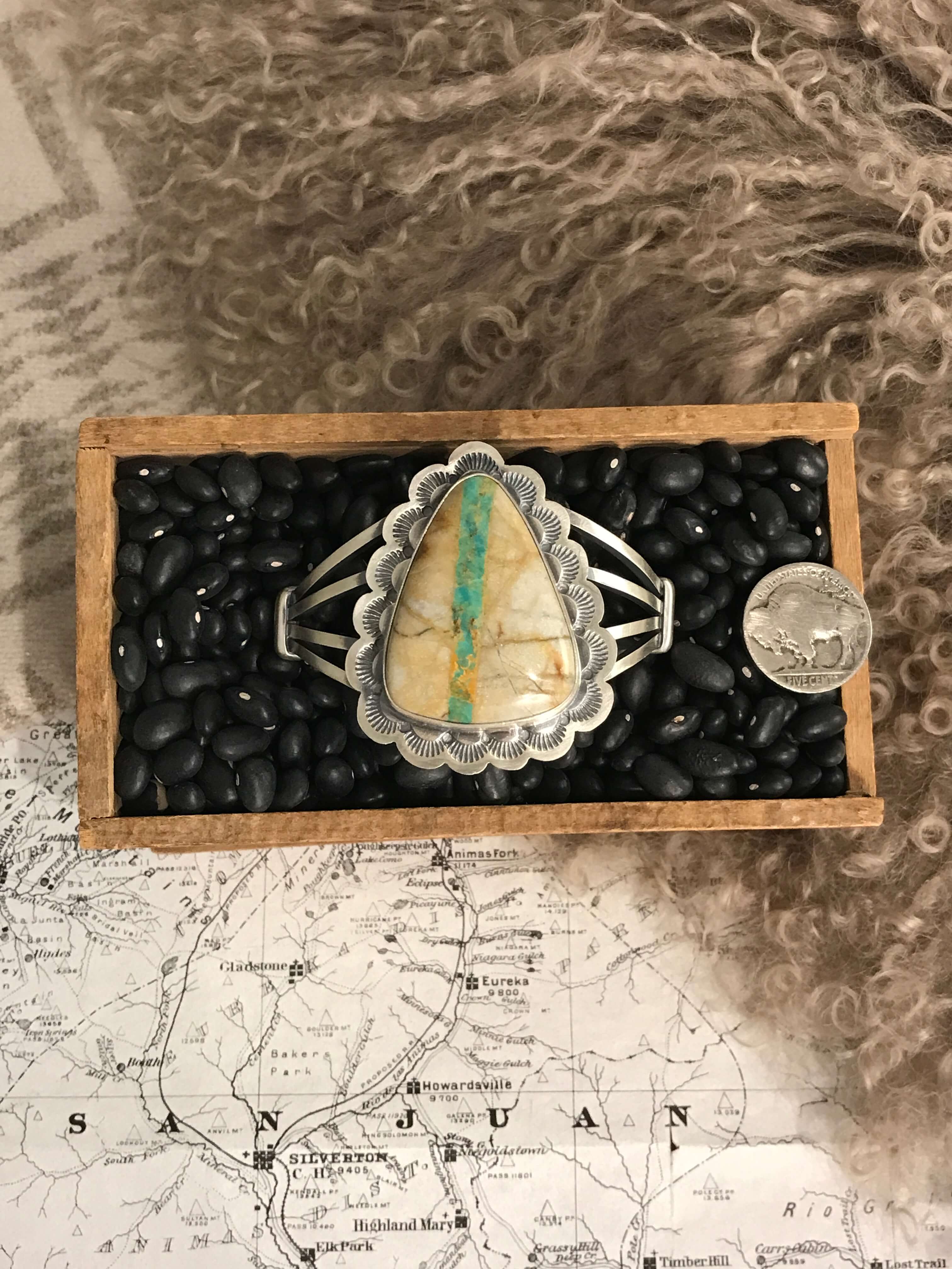 The Butte Cuff-Bracelets & Cuffs-Calli Co., Turquoise and Silver Jewelry, Native American Handmade, Zuni Tribe, Navajo Tribe, Brock Texas