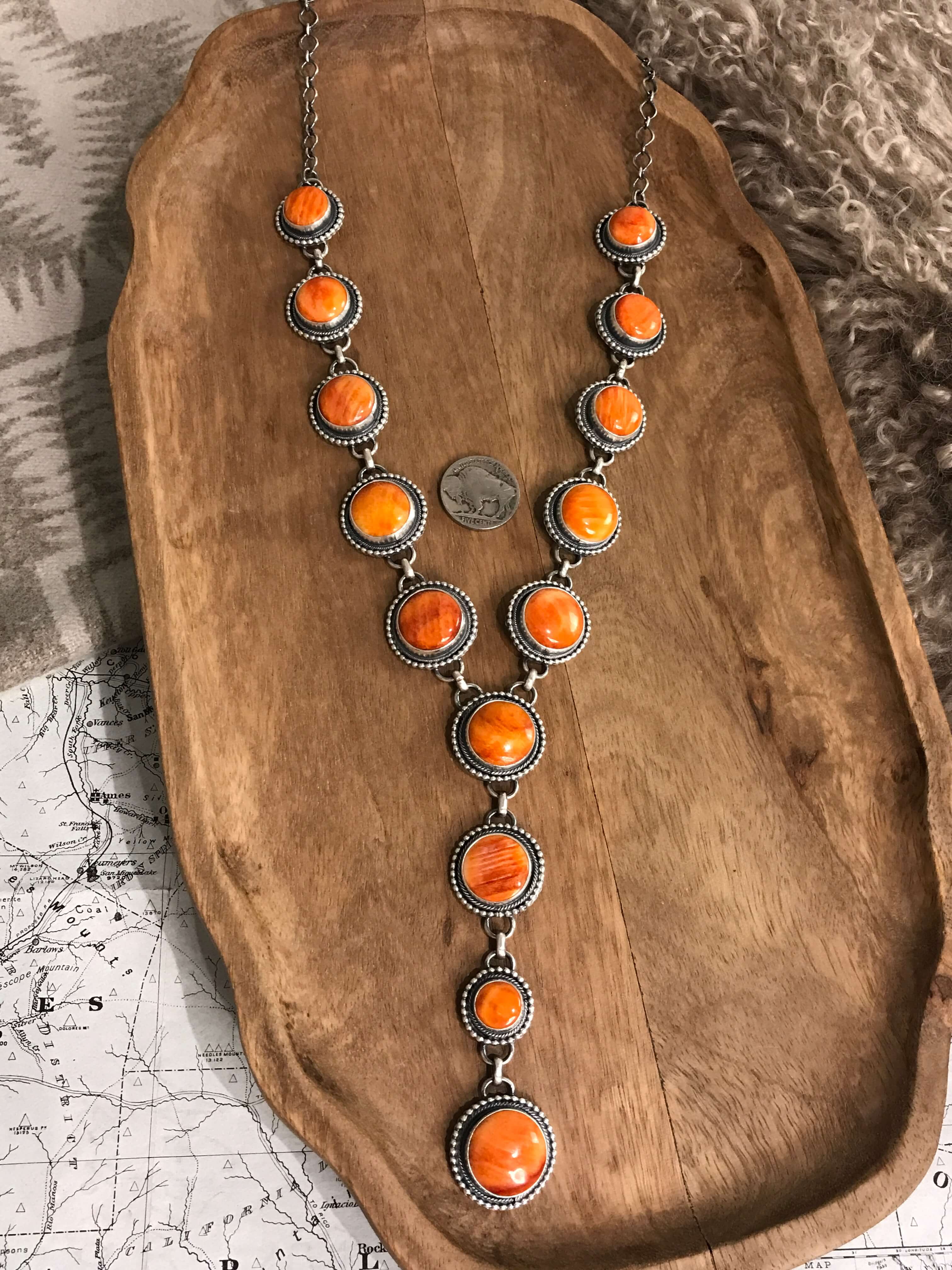 The Brighton Lariat Necklace Set-Necklaces-Calli Co., Turquoise and Silver Jewelry, Native American Handmade, Zuni Tribe, Navajo Tribe, Brock Texas