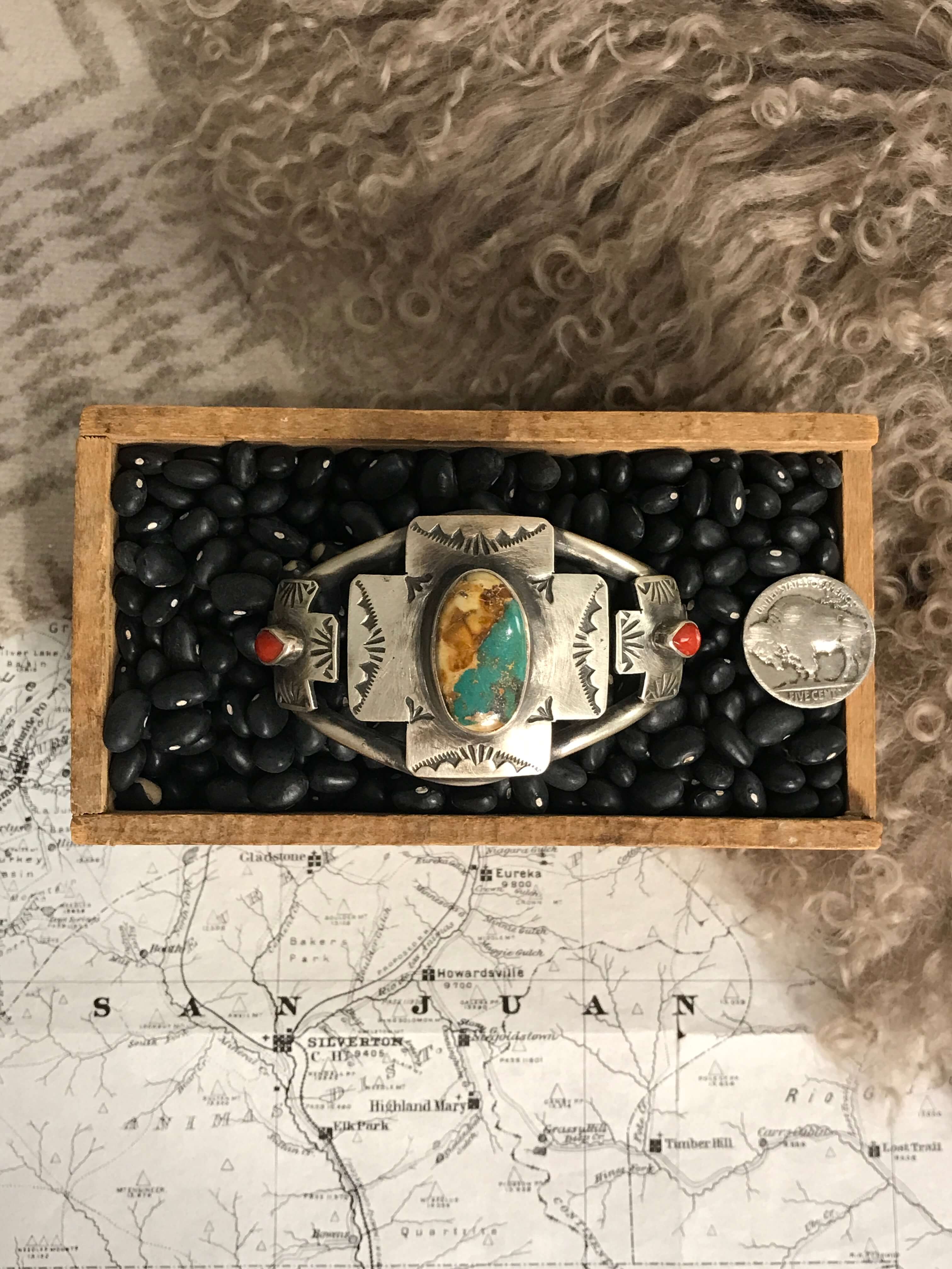 The Braxton Cuff-Bracelets & Cuffs-Calli Co., Turquoise and Silver Jewelry, Native American Handmade, Zuni Tribe, Navajo Tribe, Brock Texas