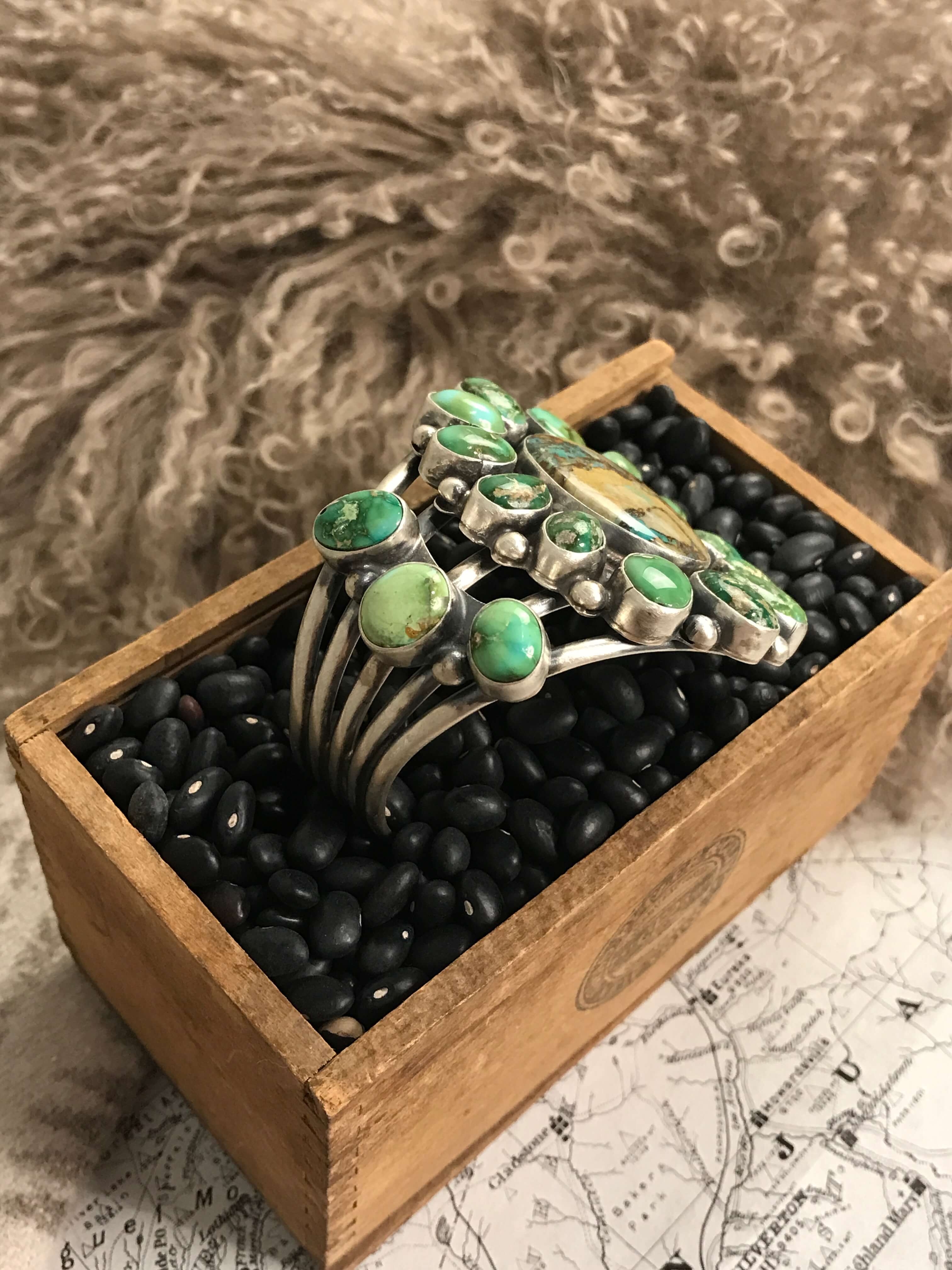 The Pine River Turquoise Cuff-Bracelets & Cuffs-Calli Co., Turquoise and Silver Jewelry, Native American Handmade, Zuni Tribe, Navajo Tribe, Brock Texas