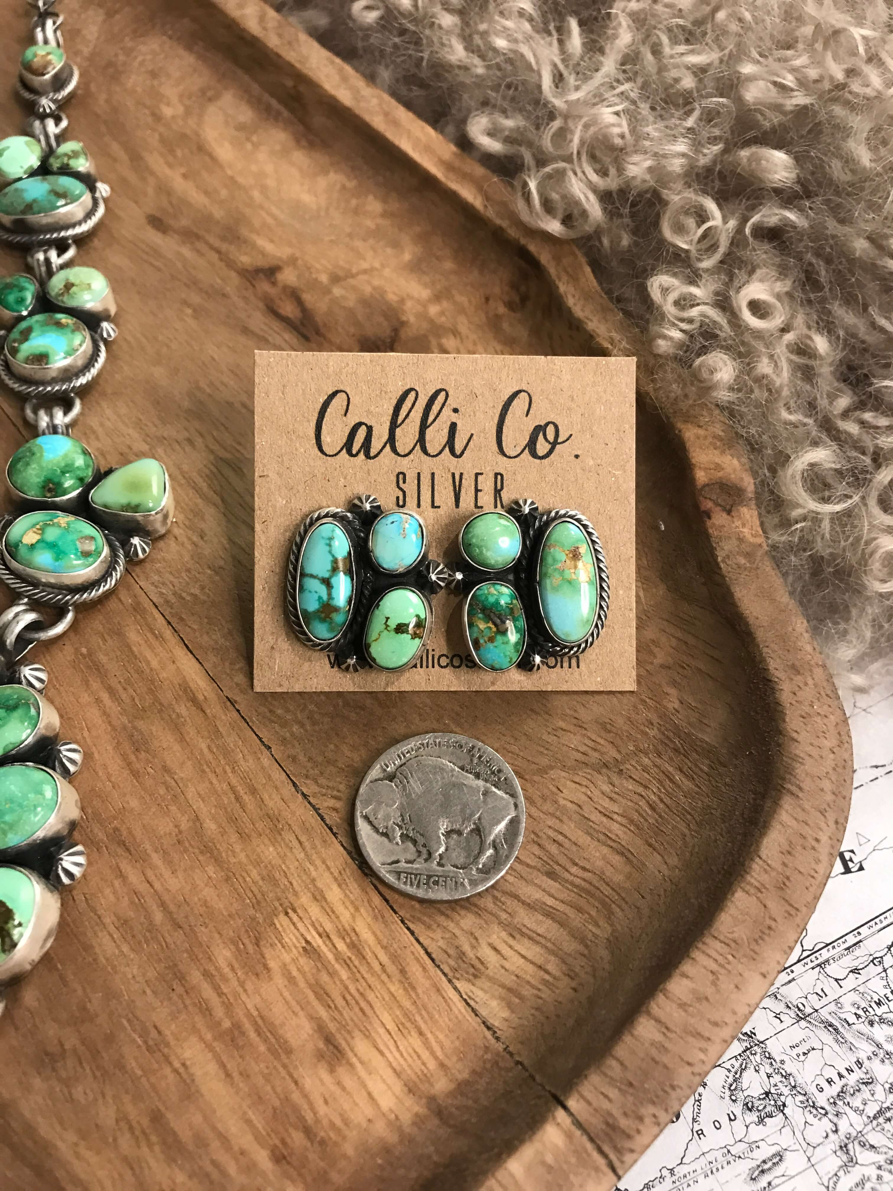 The Lorenzo Turquoise Statement Necklace Set-Necklaces-Calli Co., Turquoise and Silver Jewelry, Native American Handmade, Zuni Tribe, Navajo Tribe, Brock Texas