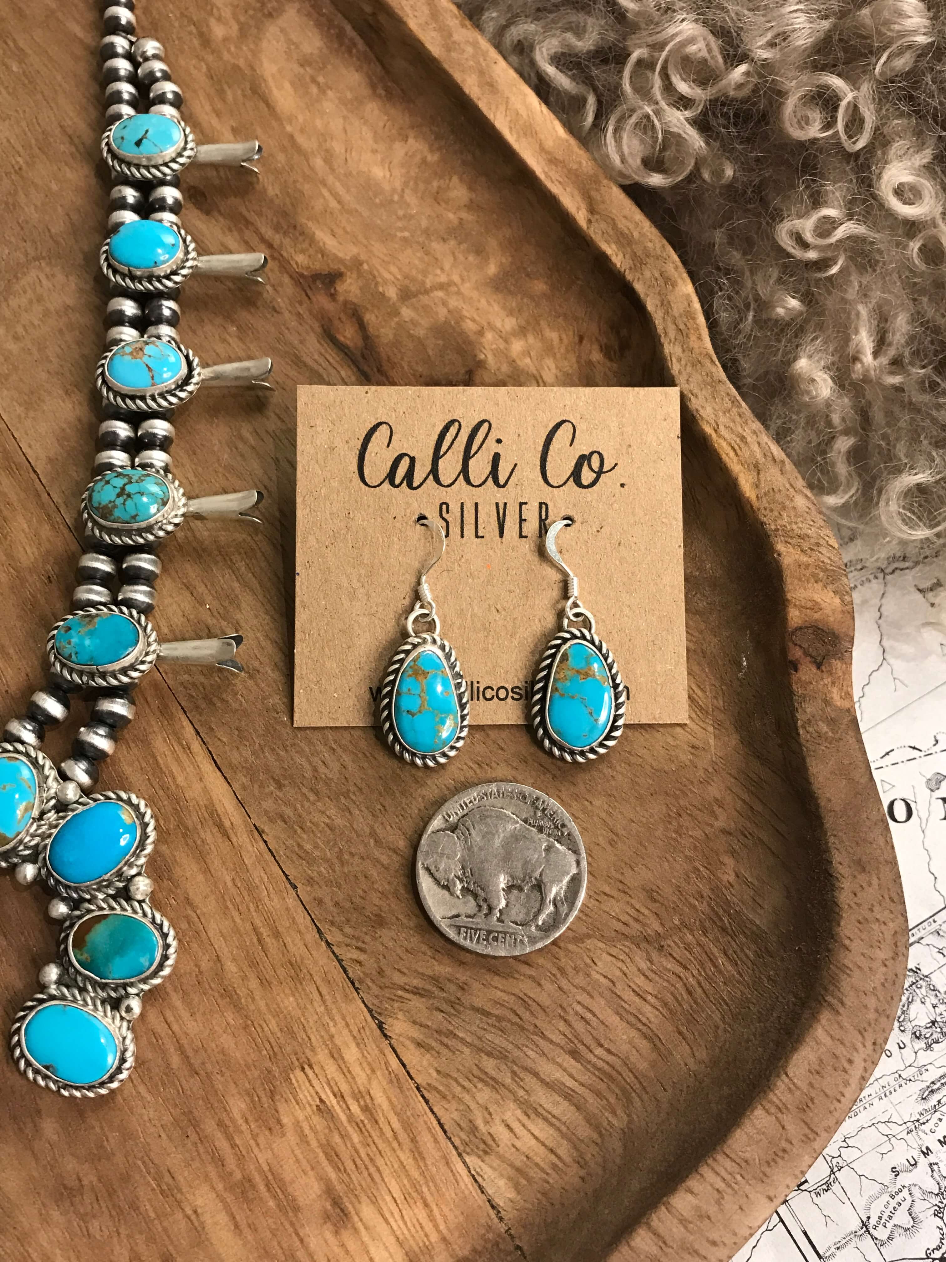 The Dubois Squash Blossom Necklace Set-Necklaces-Calli Co., Turquoise and Silver Jewelry, Native American Handmade, Zuni Tribe, Navajo Tribe, Brock Texas