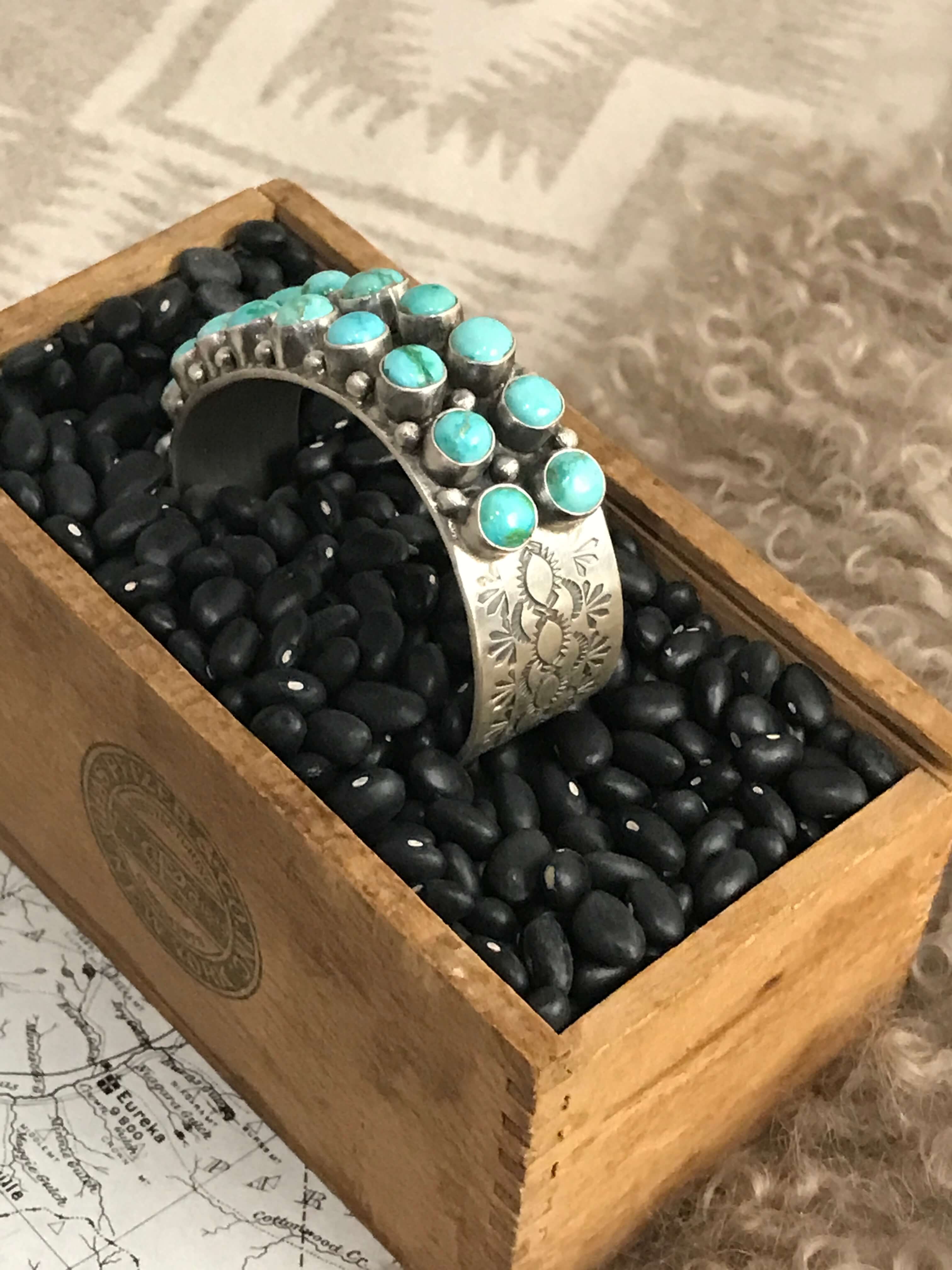 The Indie Double Row Cuff-Bracelets & Cuffs-Calli Co., Turquoise and Silver Jewelry, Native American Handmade, Zuni Tribe, Navajo Tribe, Brock Texas