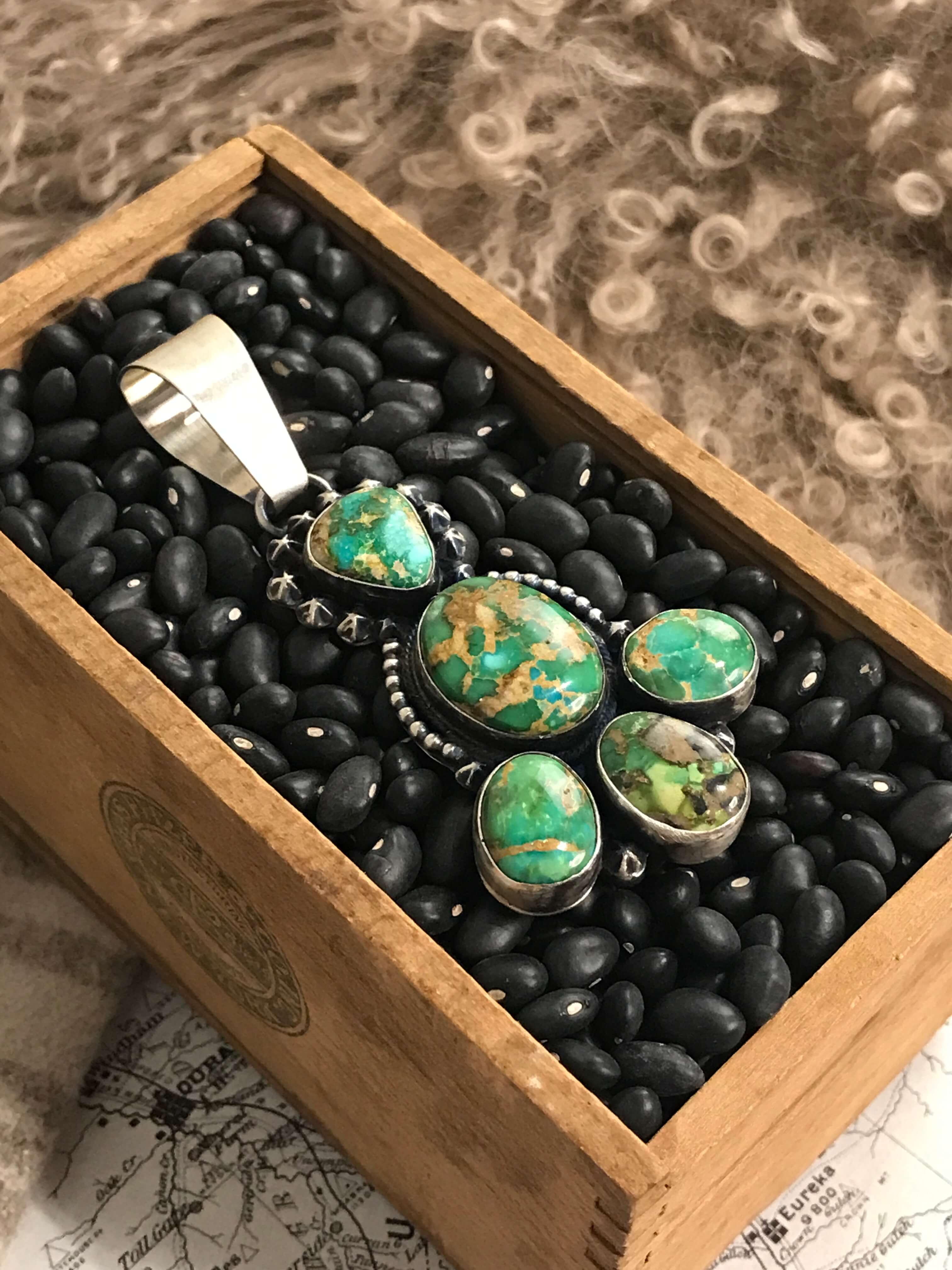 The Ormond Turquoise Pendant-Pendants-Calli Co., Turquoise and Silver Jewelry, Native American Handmade, Zuni Tribe, Navajo Tribe, Brock Texas