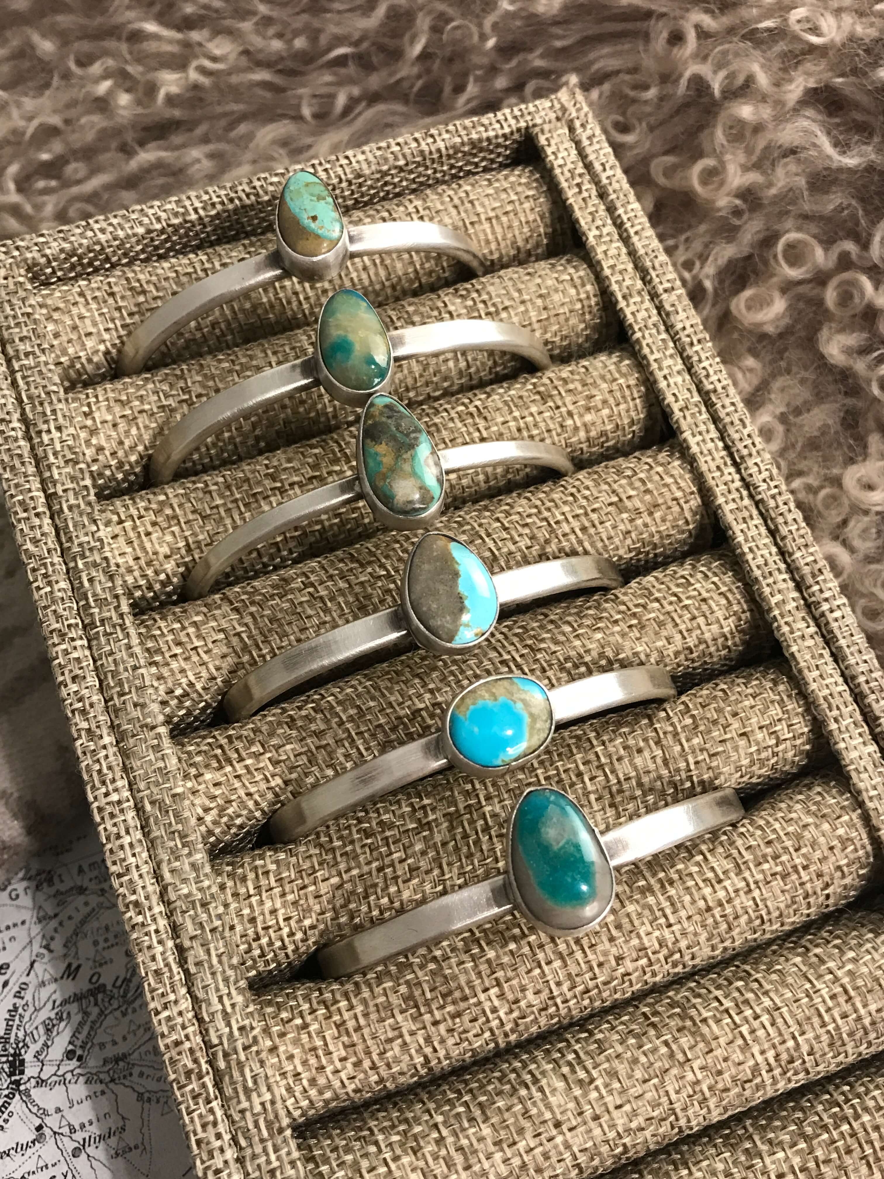 The Lilah Cuffs-Bracelets & Cuffs-Calli Co., Turquoise and Silver Jewelry, Native American Handmade, Zuni Tribe, Navajo Tribe, Brock Texas