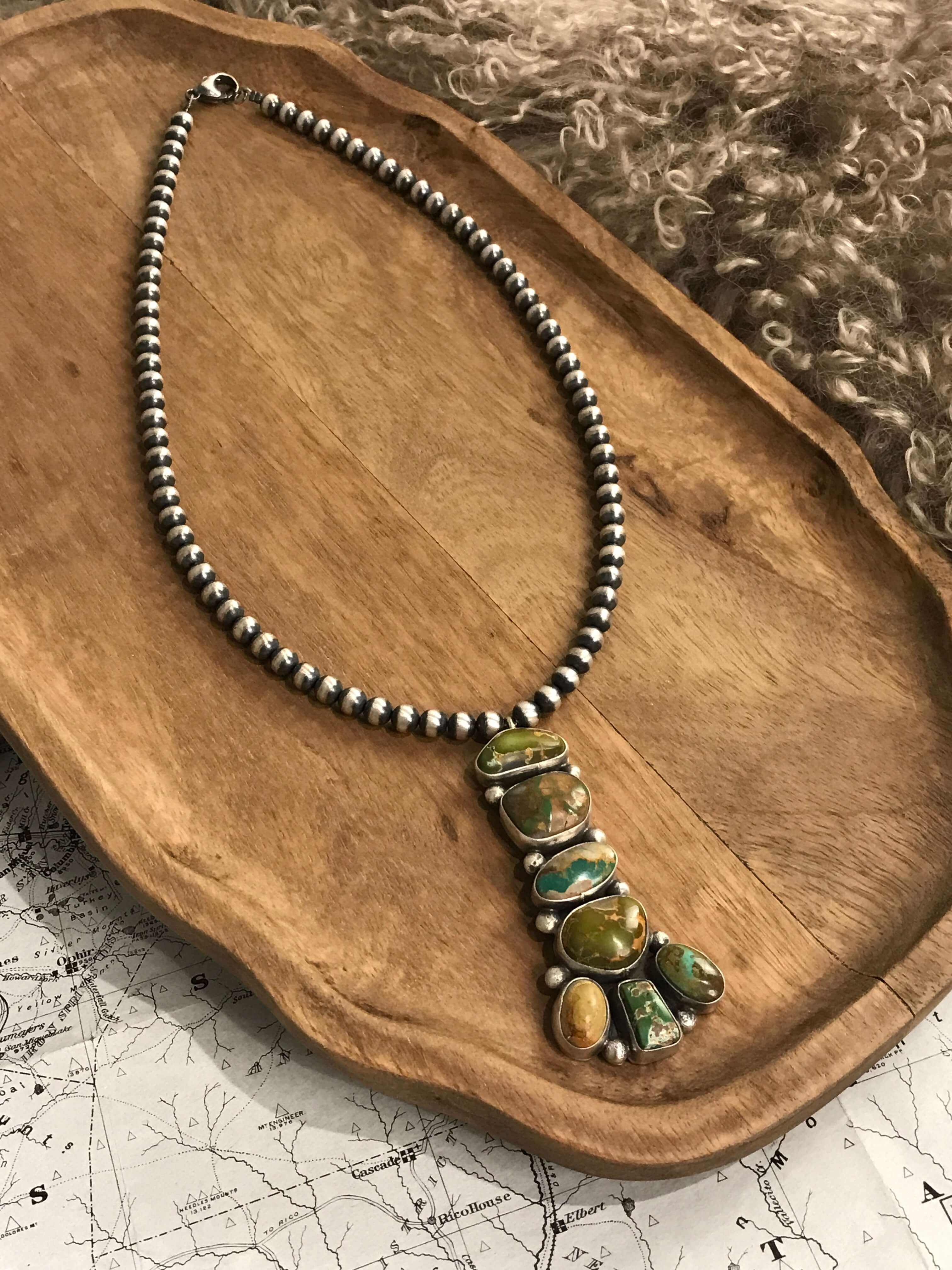 The Oren Necklace-Necklaces-Calli Co., Turquoise and Silver Jewelry, Native American Handmade, Zuni Tribe, Navajo Tribe, Brock Texas