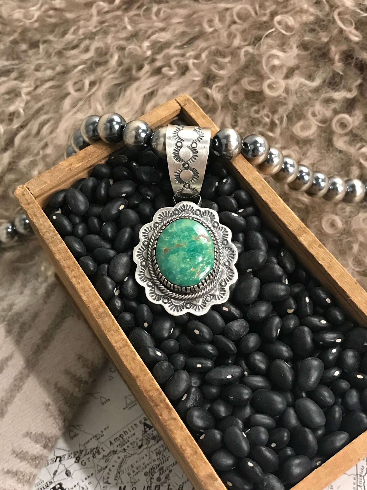 The Encinitas Concho Pendant, 4-Pendants-Calli Co., Turquoise and Silver Jewelry, Native American Handmade, Zuni Tribe, Navajo Tribe, Brock Texas