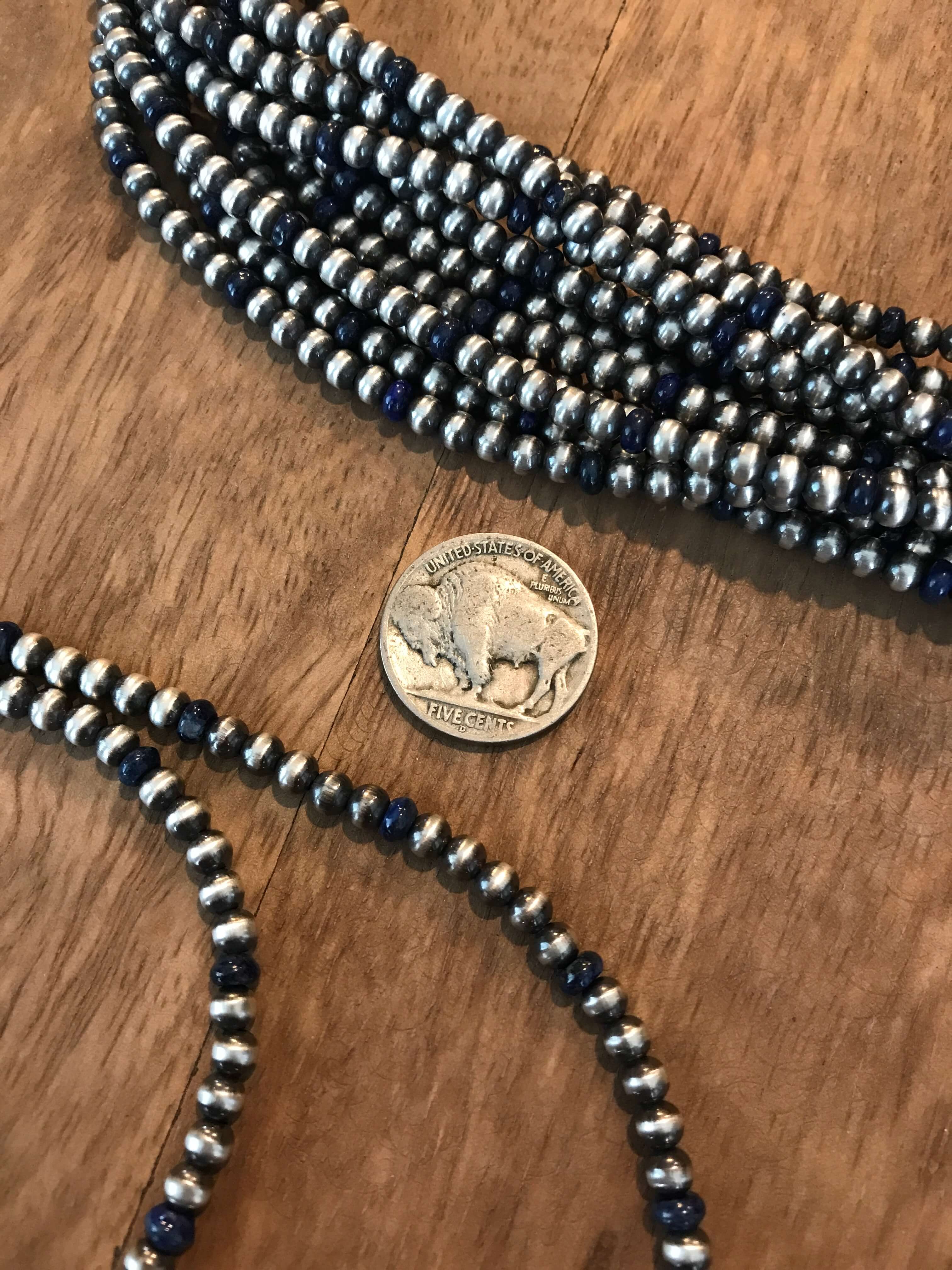 The Westgate Lapis Necklace, 20"-Necklaces-Calli Co., Turquoise and Silver Jewelry, Native American Handmade, Zuni Tribe, Navajo Tribe, Brock Texas