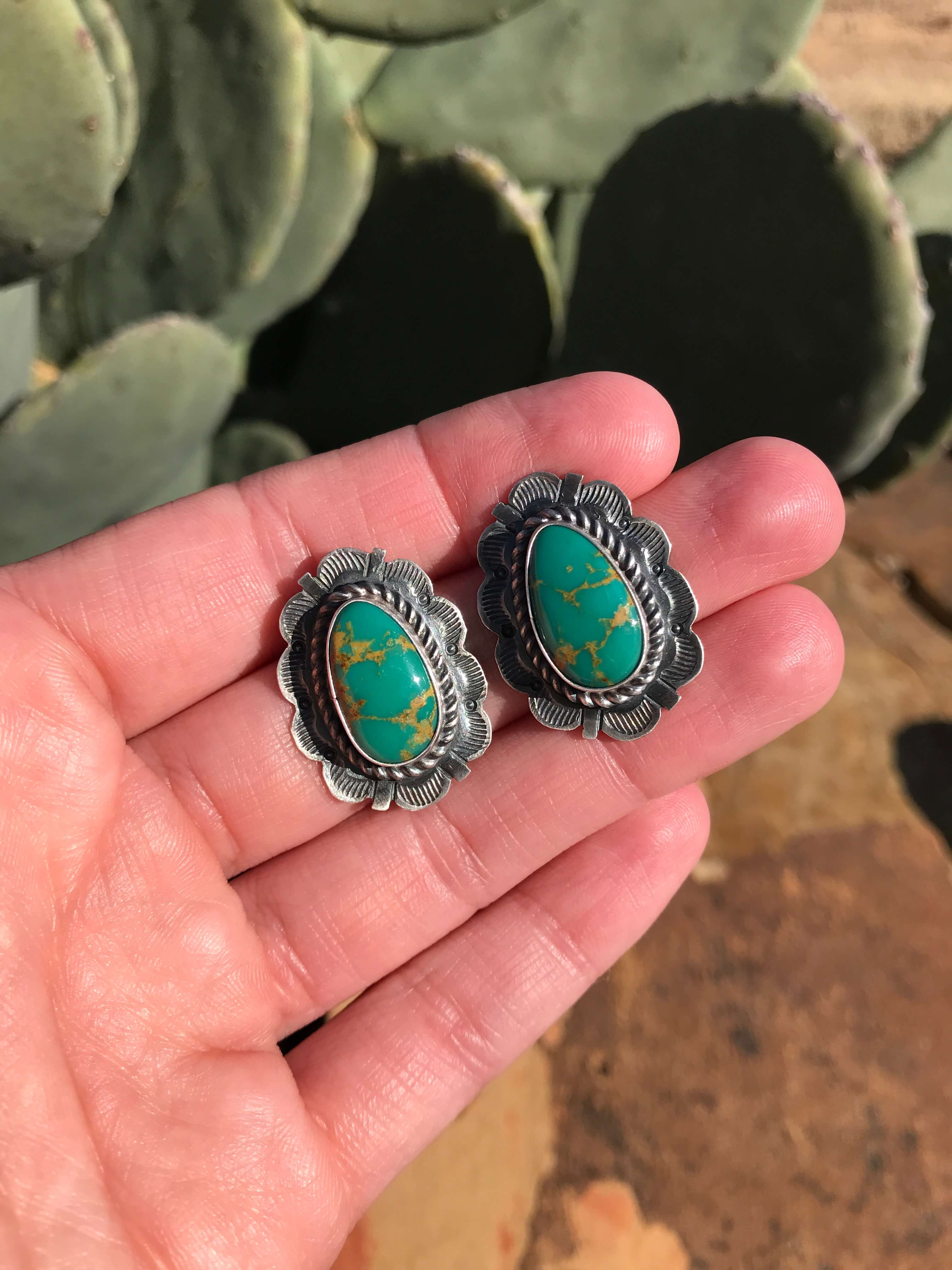 The Turquoise Studs, 12-Earrings-Calli Co., Turquoise and Silver Jewelry, Native American Handmade, Zuni Tribe, Navajo Tribe, Brock Texas