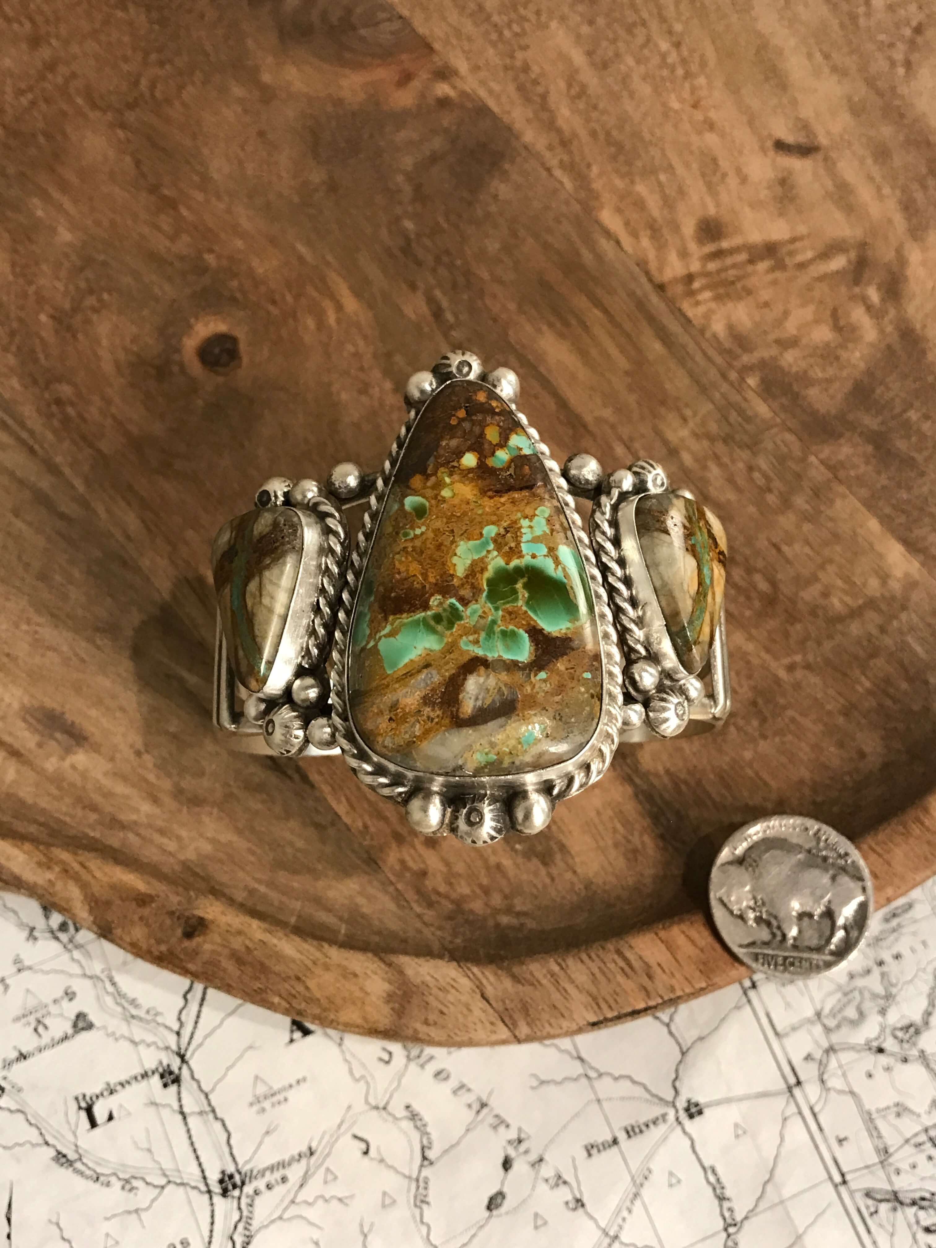 The Fredonia Turquoise Cuff, 1-Bracelets & Cuffs-Calli Co., Turquoise and Silver Jewelry, Native American Handmade, Zuni Tribe, Navajo Tribe, Brock Texas