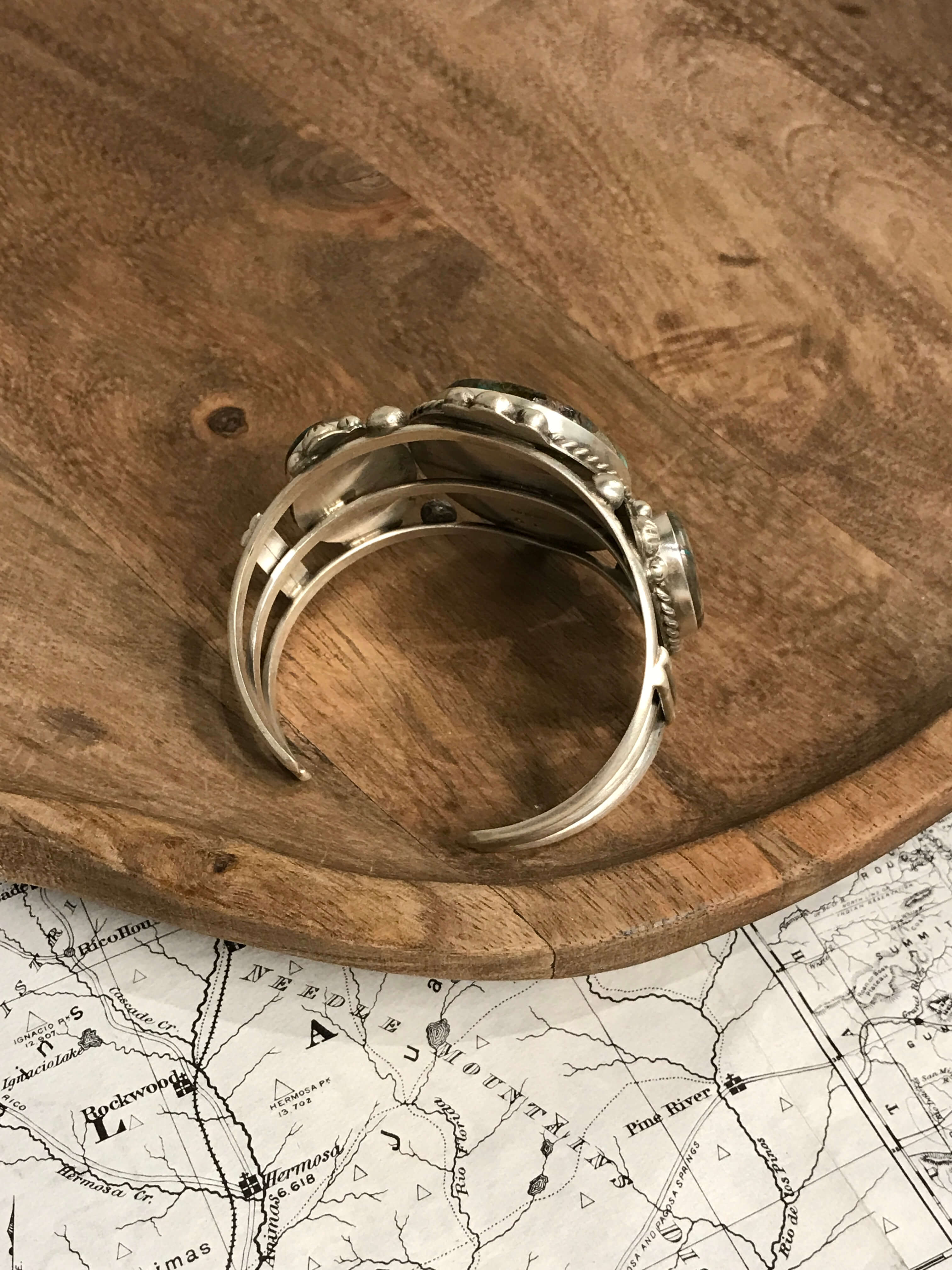 The Fredonia Turquoise Cuff, 2-Bracelets & Cuffs-Calli Co., Turquoise and Silver Jewelry, Native American Handmade, Zuni Tribe, Navajo Tribe, Brock Texas