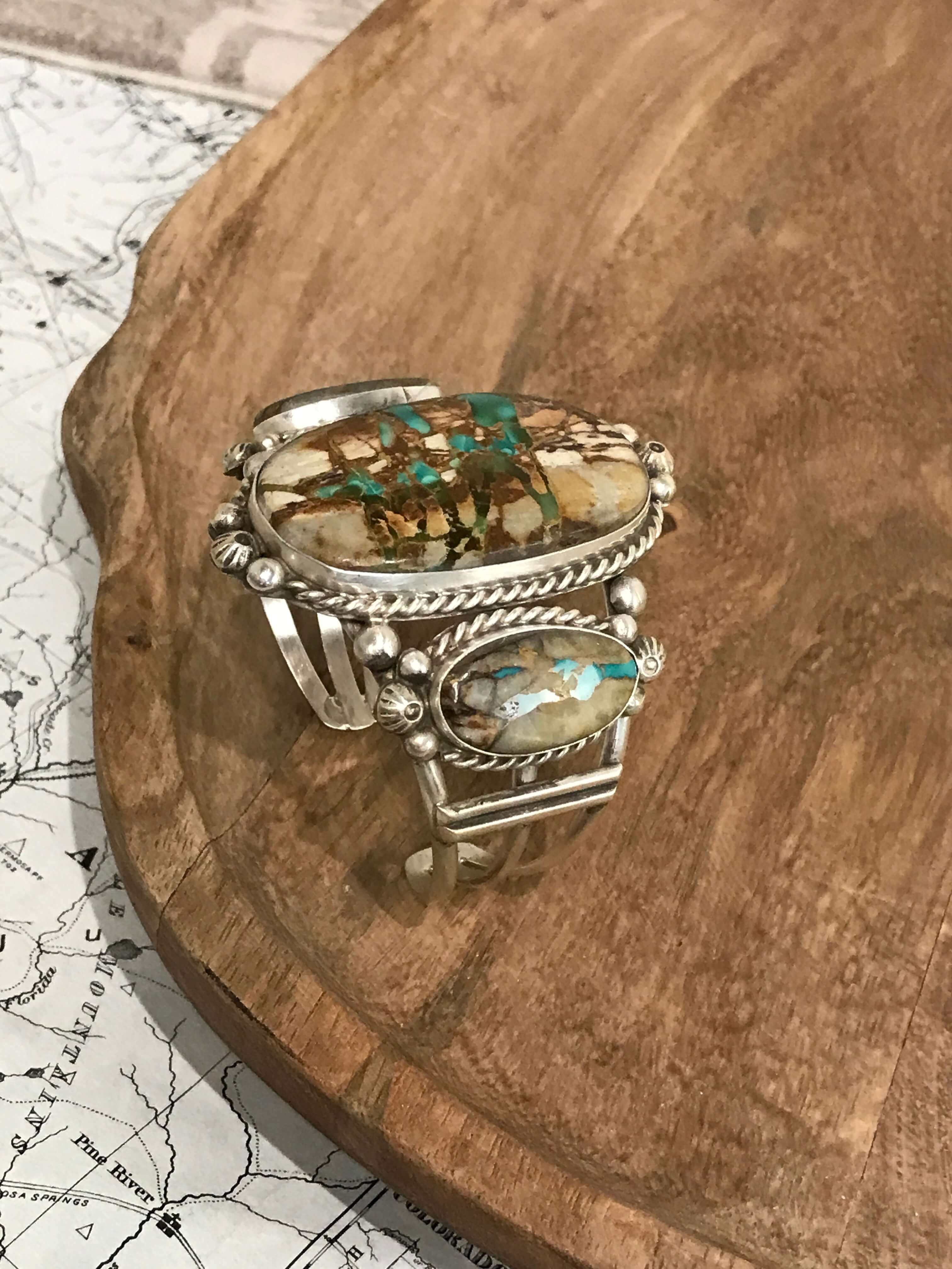 The Fredonia Turquoise Cuff, 3-Bracelets & Cuffs-Calli Co., Turquoise and Silver Jewelry, Native American Handmade, Zuni Tribe, Navajo Tribe, Brock Texas