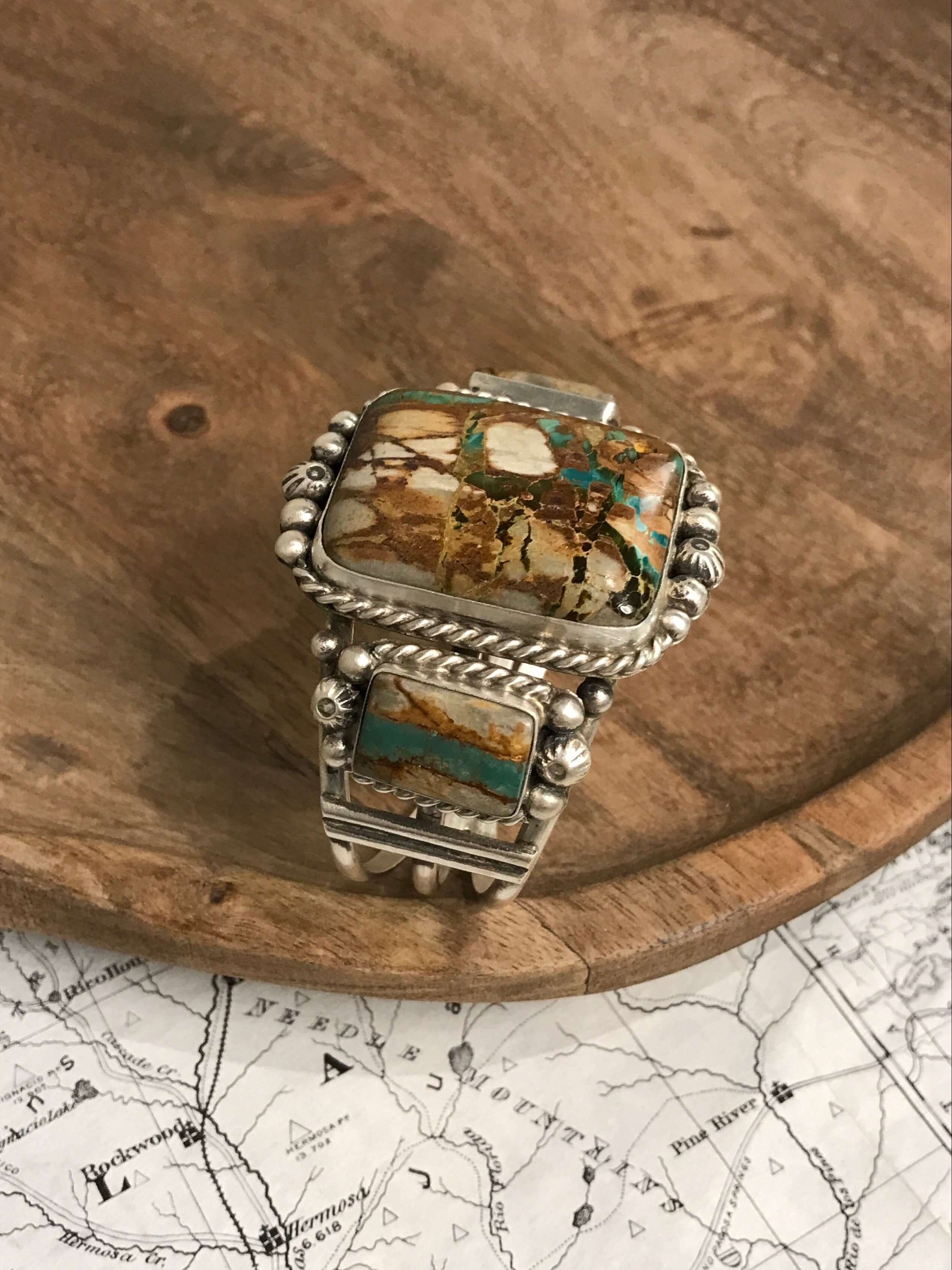 The Fredonia Turquoise Cuff, 4-Bracelets & Cuffs-Calli Co., Turquoise and Silver Jewelry, Native American Handmade, Zuni Tribe, Navajo Tribe, Brock Texas