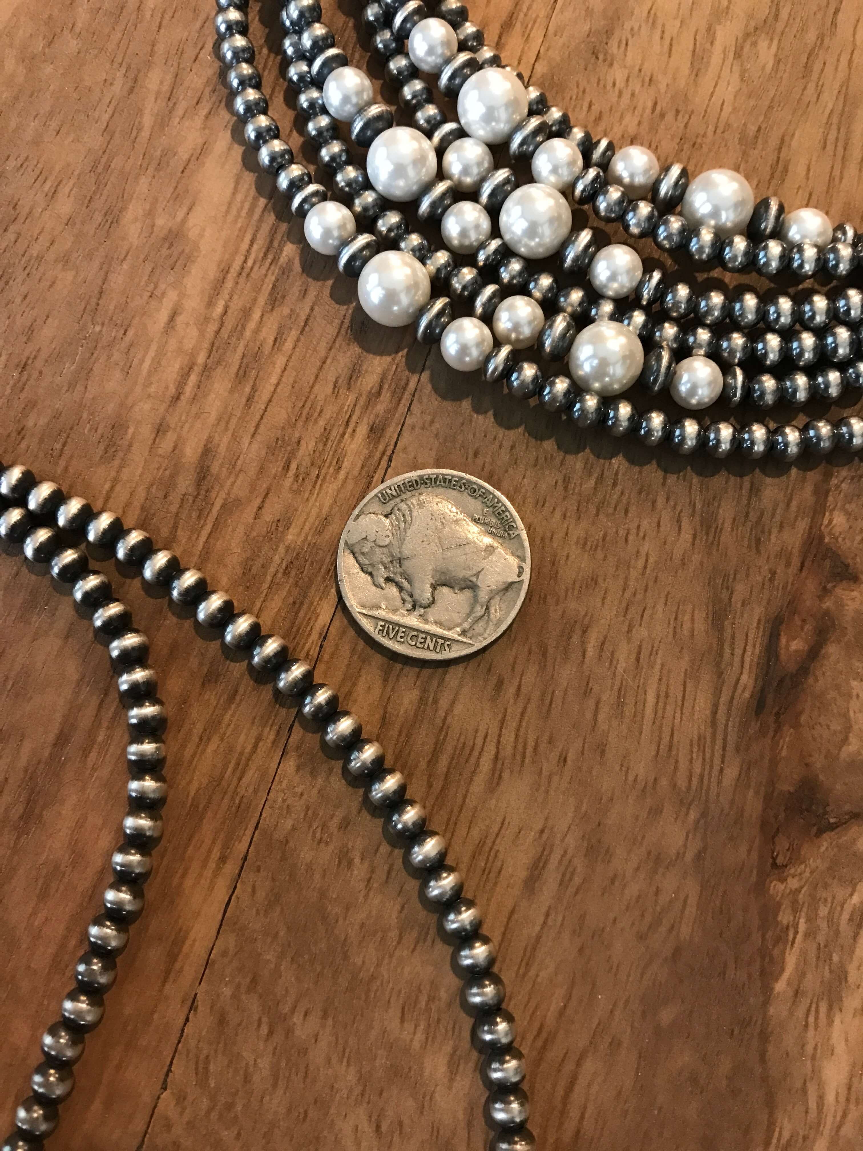 The Sandia Pearl Necklace-Necklaces-Calli Co., Turquoise and Silver Jewelry, Native American Handmade, Zuni Tribe, Navajo Tribe, Brock Texas