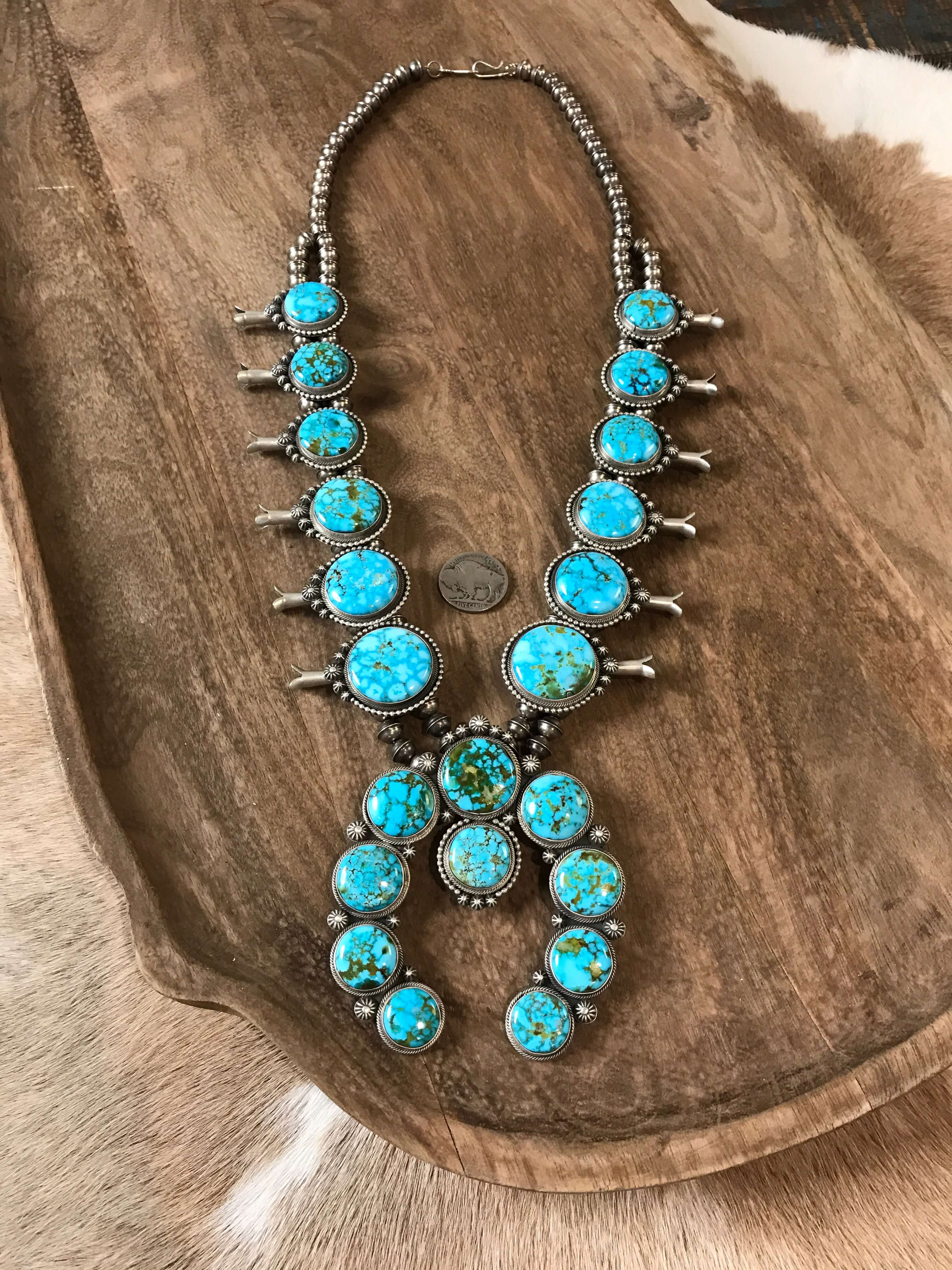 The Calvary Squash Blossom Necklace-Necklaces-Calli Co., Turquoise and Silver Jewelry, Native American Handmade, Zuni Tribe, Navajo Tribe, Brock Texas