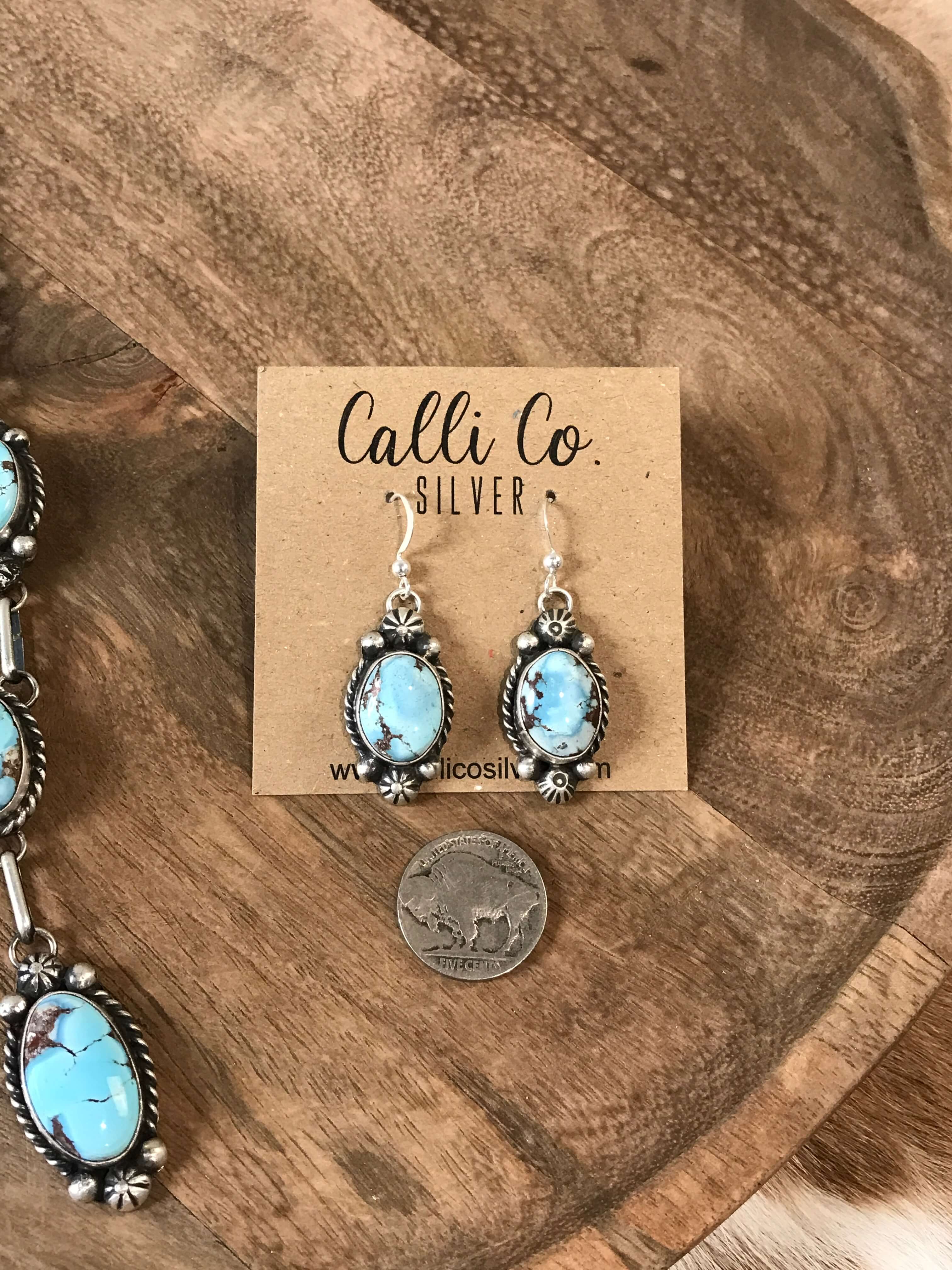 The Bex Turquoise Lariat Necklace Set-Necklaces-Calli Co., Turquoise and Silver Jewelry, Native American Handmade, Zuni Tribe, Navajo Tribe, Brock Texas