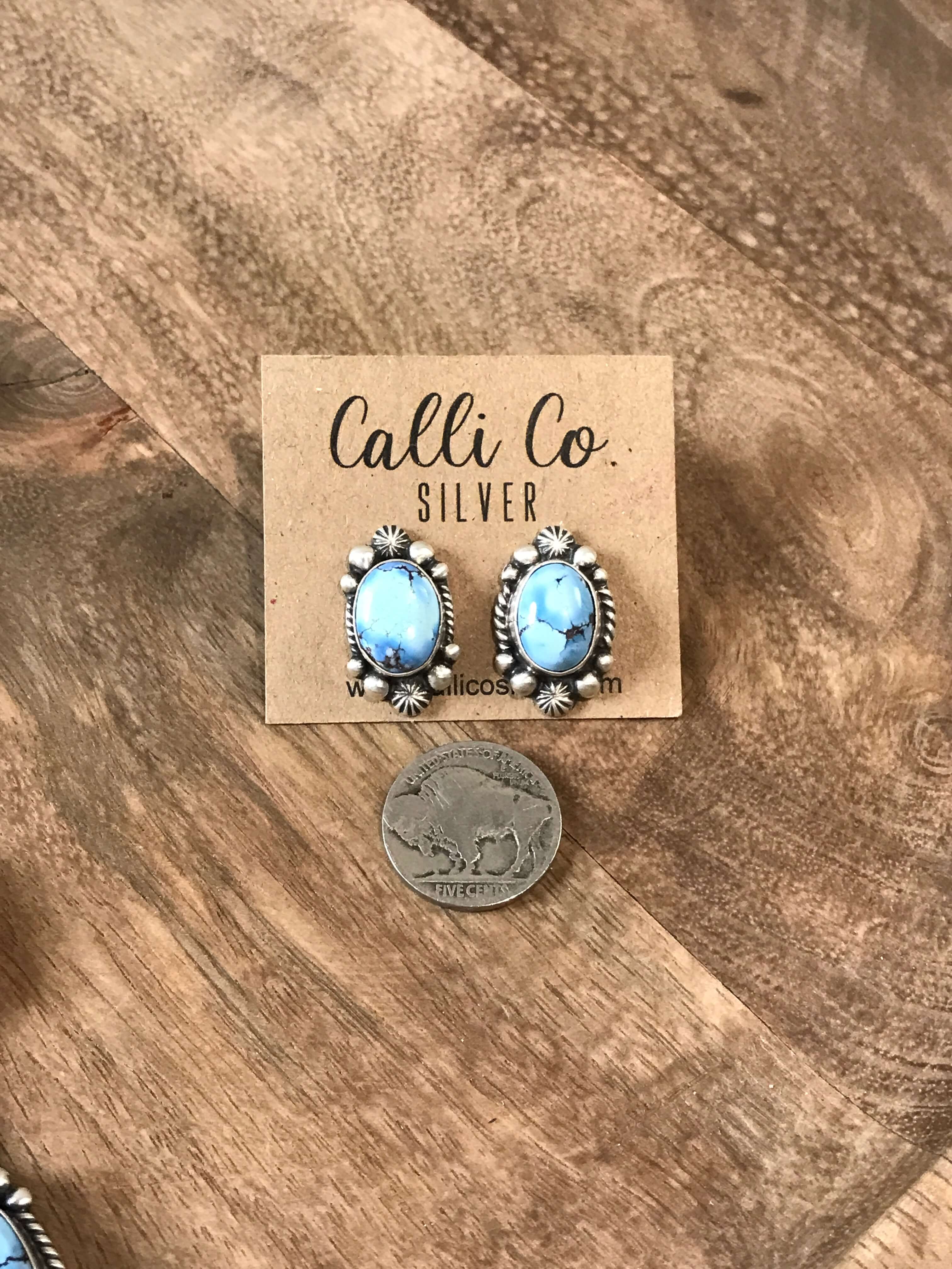 The Teca Turquoise Lariat Necklace Set-Necklaces-Calli Co., Turquoise and Silver Jewelry, Native American Handmade, Zuni Tribe, Navajo Tribe, Brock Texas