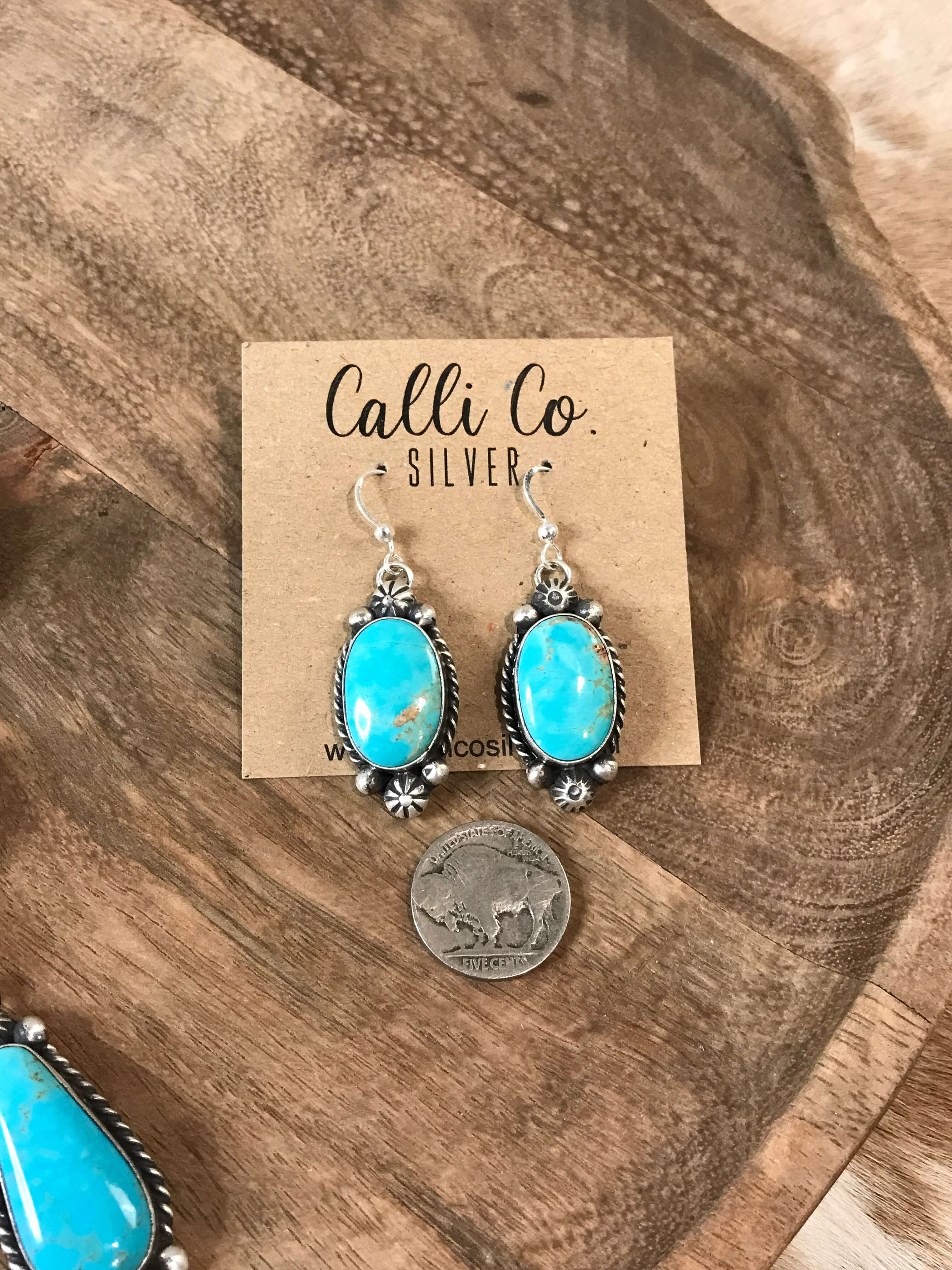 The Indigo Turquoise Lariat Necklace Set-Necklaces-Calli Co., Turquoise and Silver Jewelry, Native American Handmade, Zuni Tribe, Navajo Tribe, Brock Texas