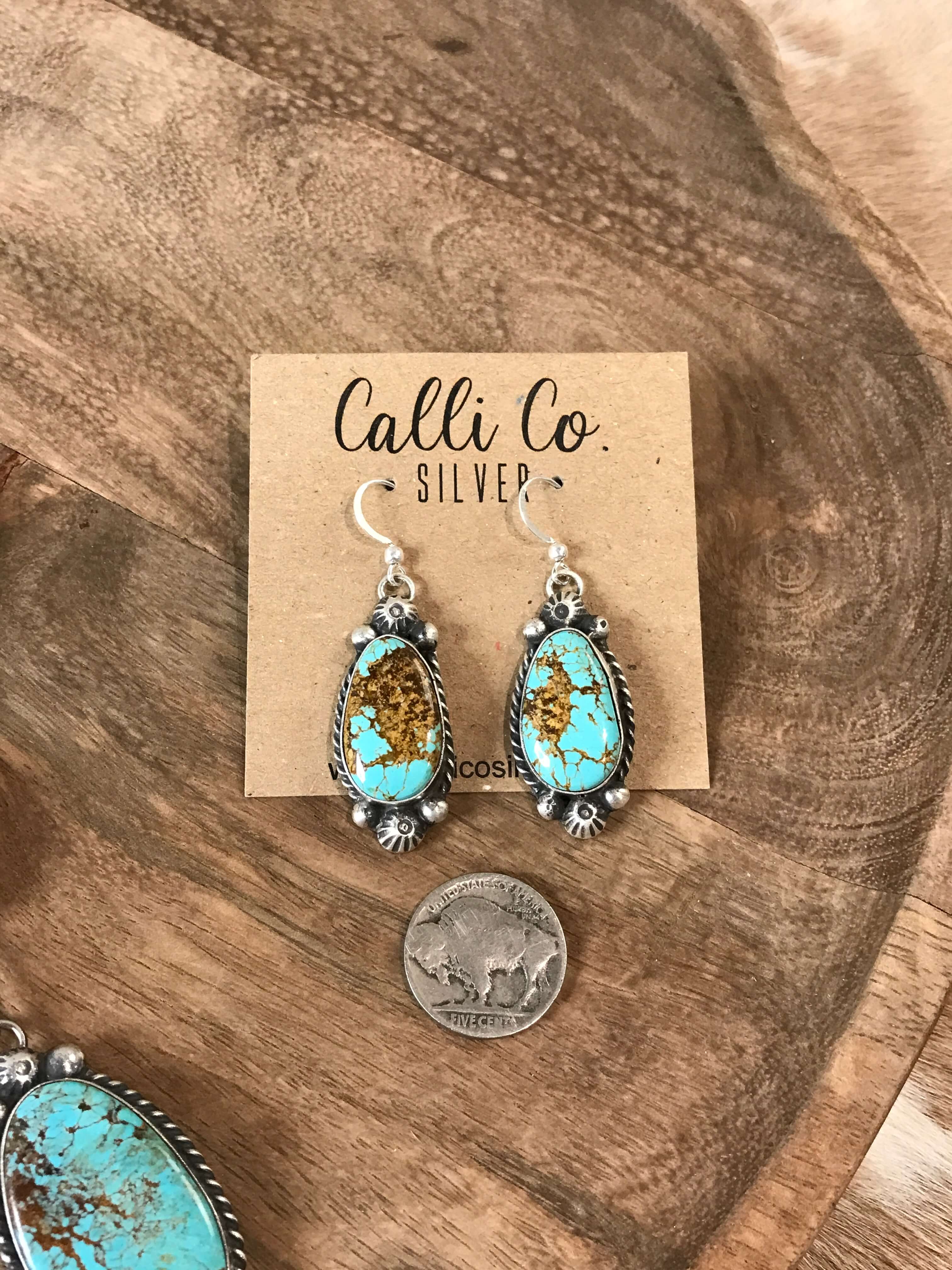 The Adler Turquoise Lariat Necklace Set-Necklaces-Calli Co., Turquoise and Silver Jewelry, Native American Handmade, Zuni Tribe, Navajo Tribe, Brock Texas