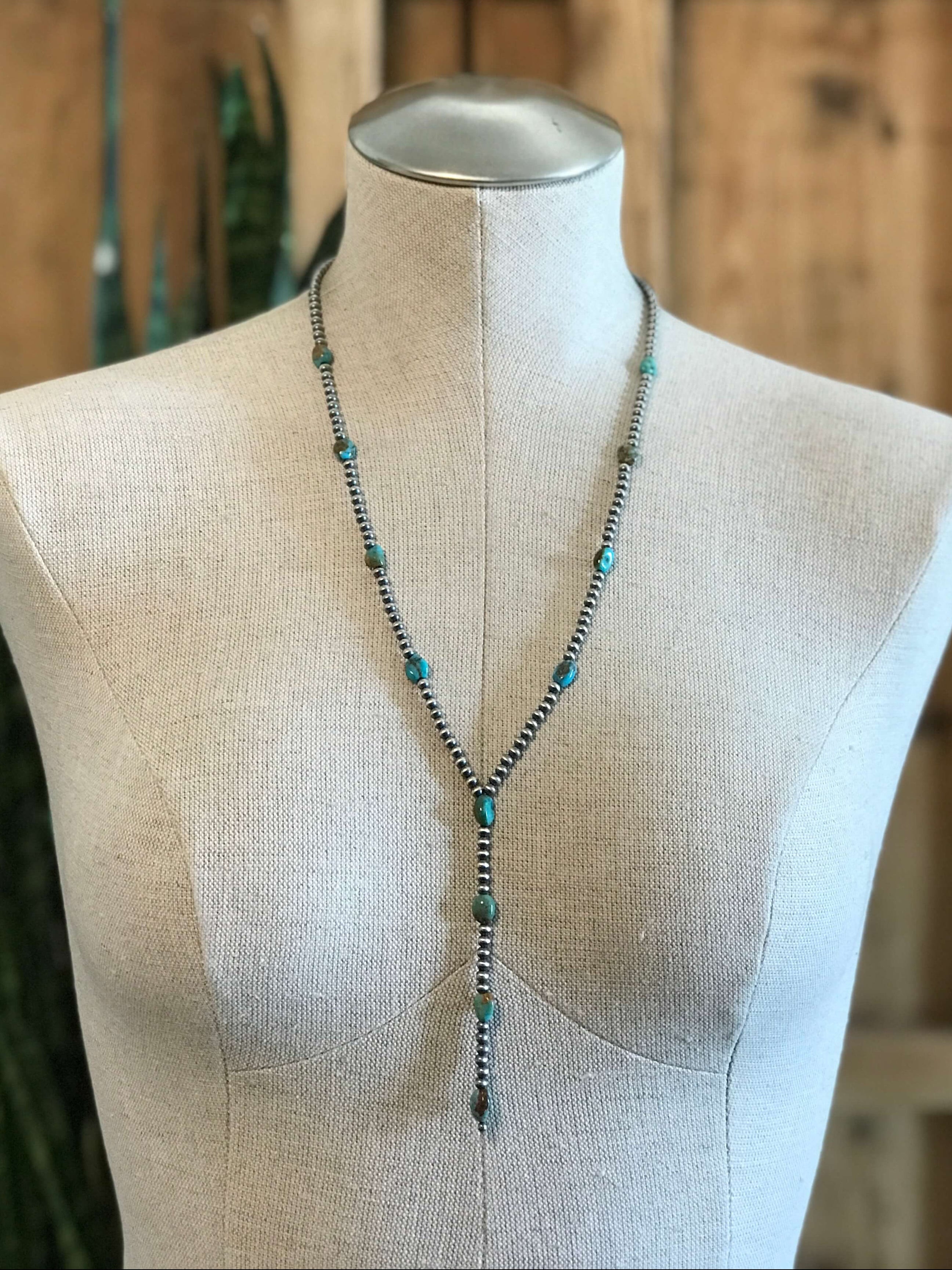 The Coalinga Lariat-Necklaces-Calli Co., Turquoise and Silver Jewelry, Native American Handmade, Zuni Tribe, Navajo Tribe, Brock Texas