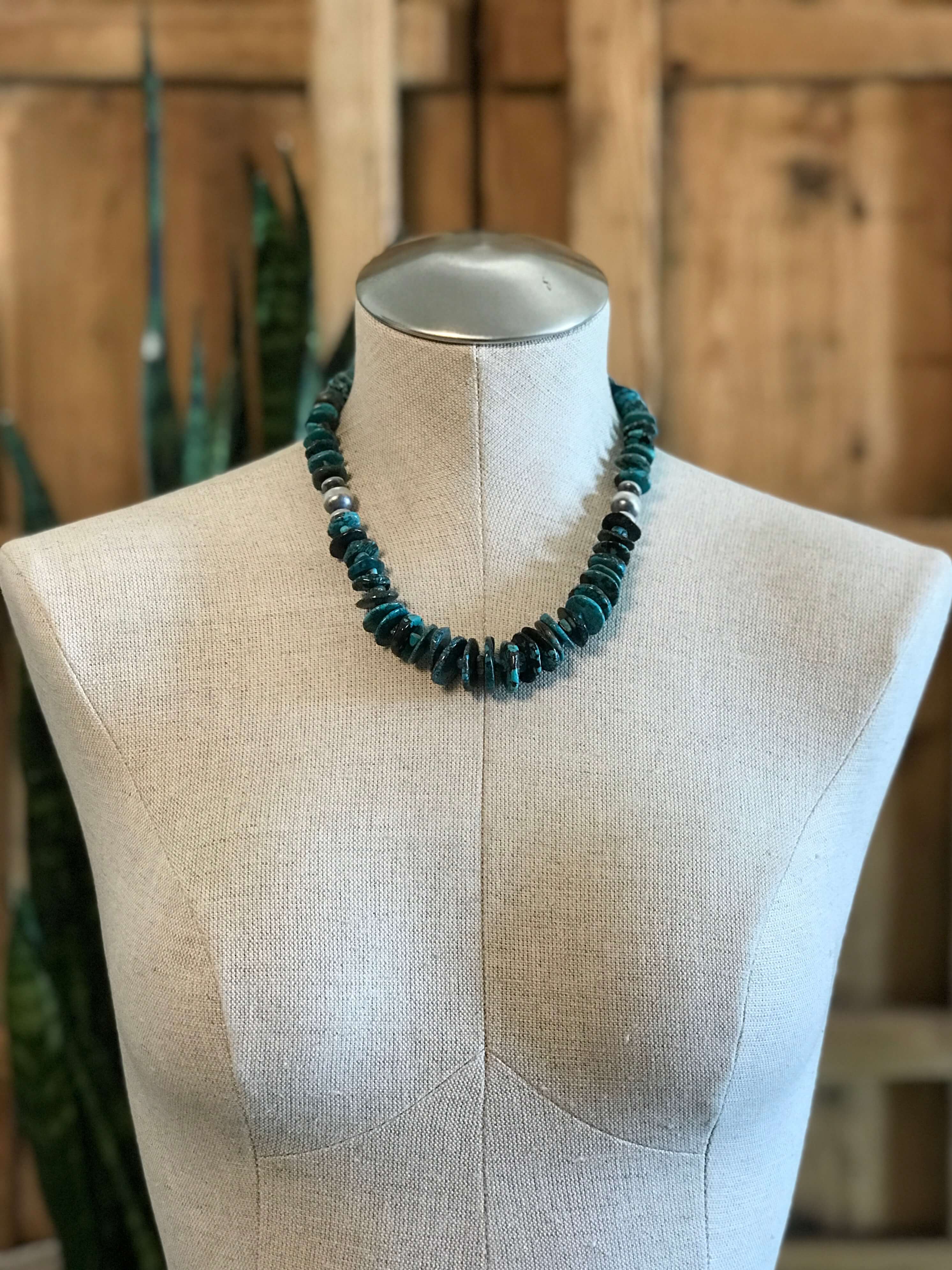The Ivy Stacked Necklace, 1-Necklaces-Calli Co., Turquoise and Silver Jewelry, Native American Handmade, Zuni Tribe, Navajo Tribe, Brock Texas