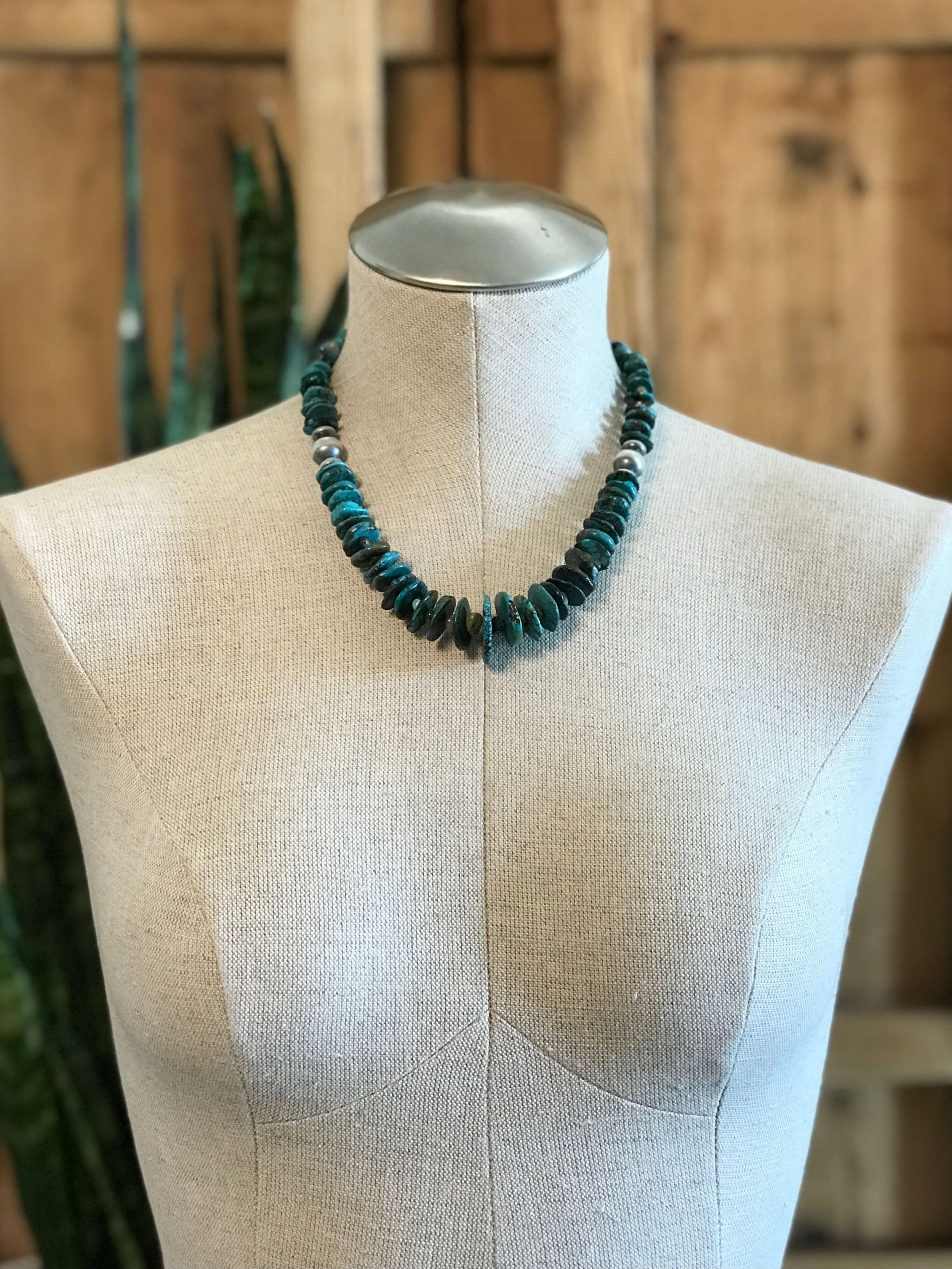 The Ivy Stacked Necklace, 2-Necklaces-Calli Co., Turquoise and Silver Jewelry, Native American Handmade, Zuni Tribe, Navajo Tribe, Brock Texas