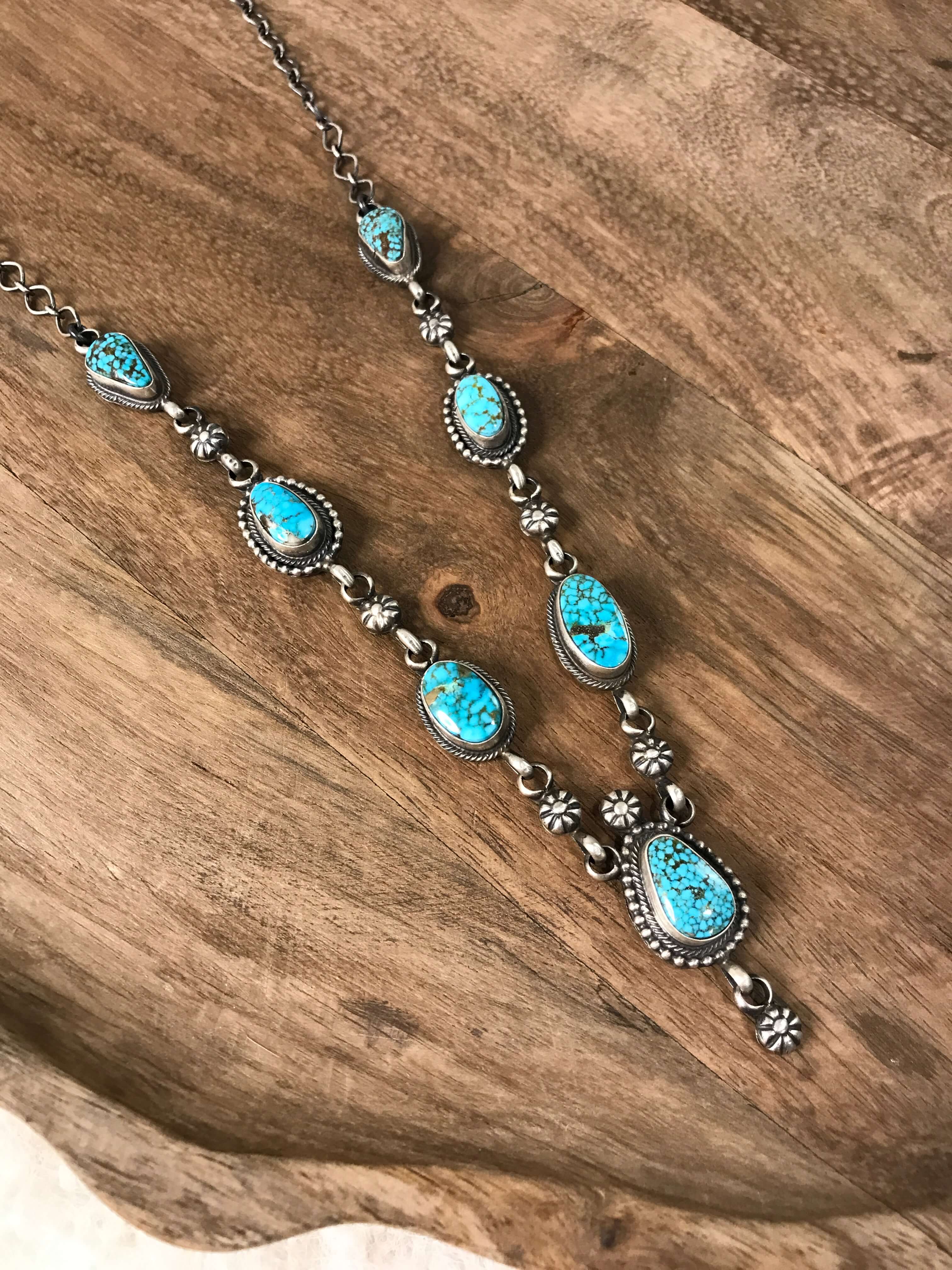 The Salado Turquoise Statement Necklace Set-Necklaces-Calli Co., Turquoise and Silver Jewelry, Native American Handmade, Zuni Tribe, Navajo Tribe, Brock Texas