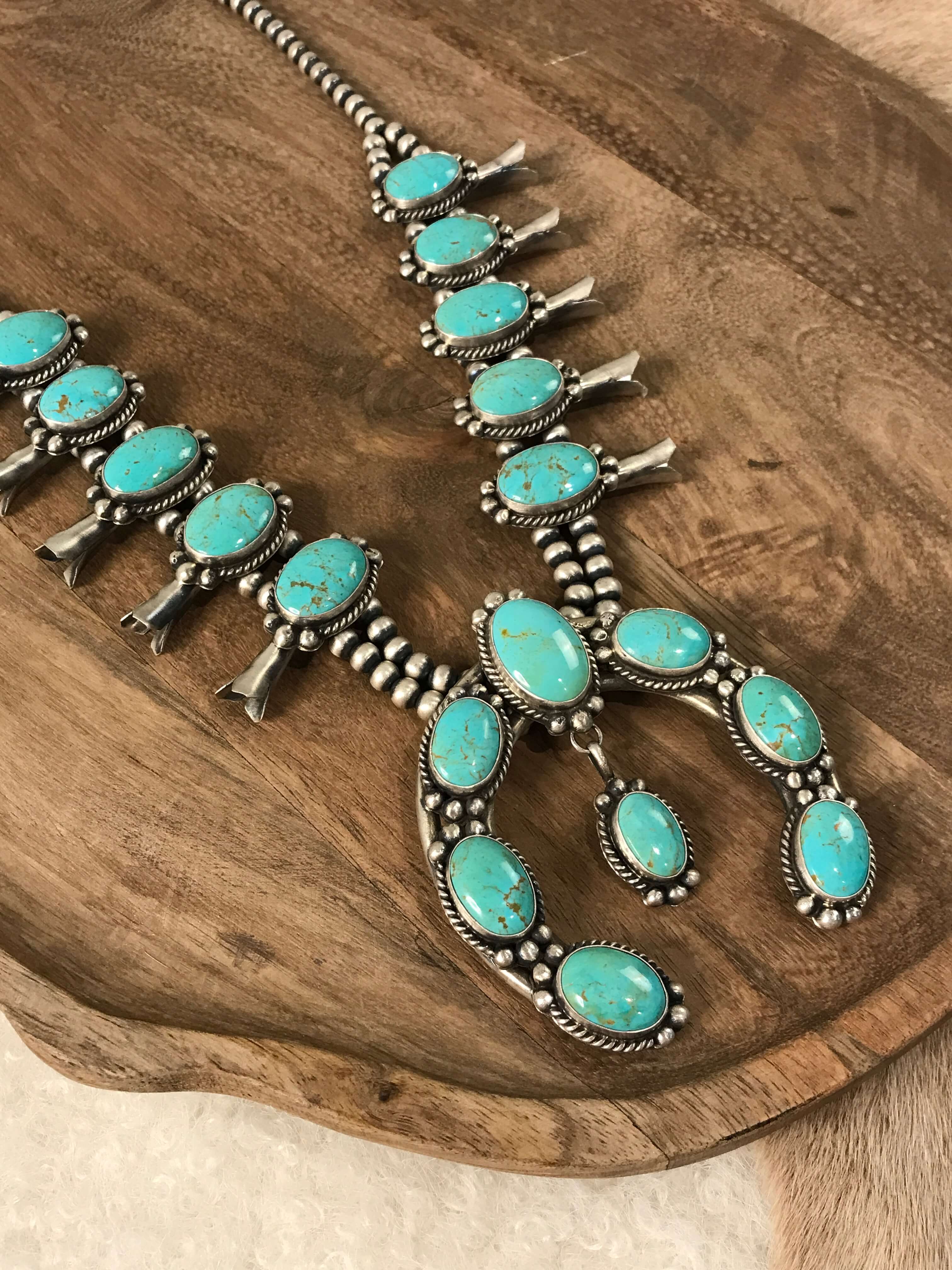 The McCoy Squash Blossom Necklace Set xx-Necklaces-Calli Co., Turquoise and Silver Jewelry, Native American Handmade, Zuni Tribe, Navajo Tribe, Brock Texas
