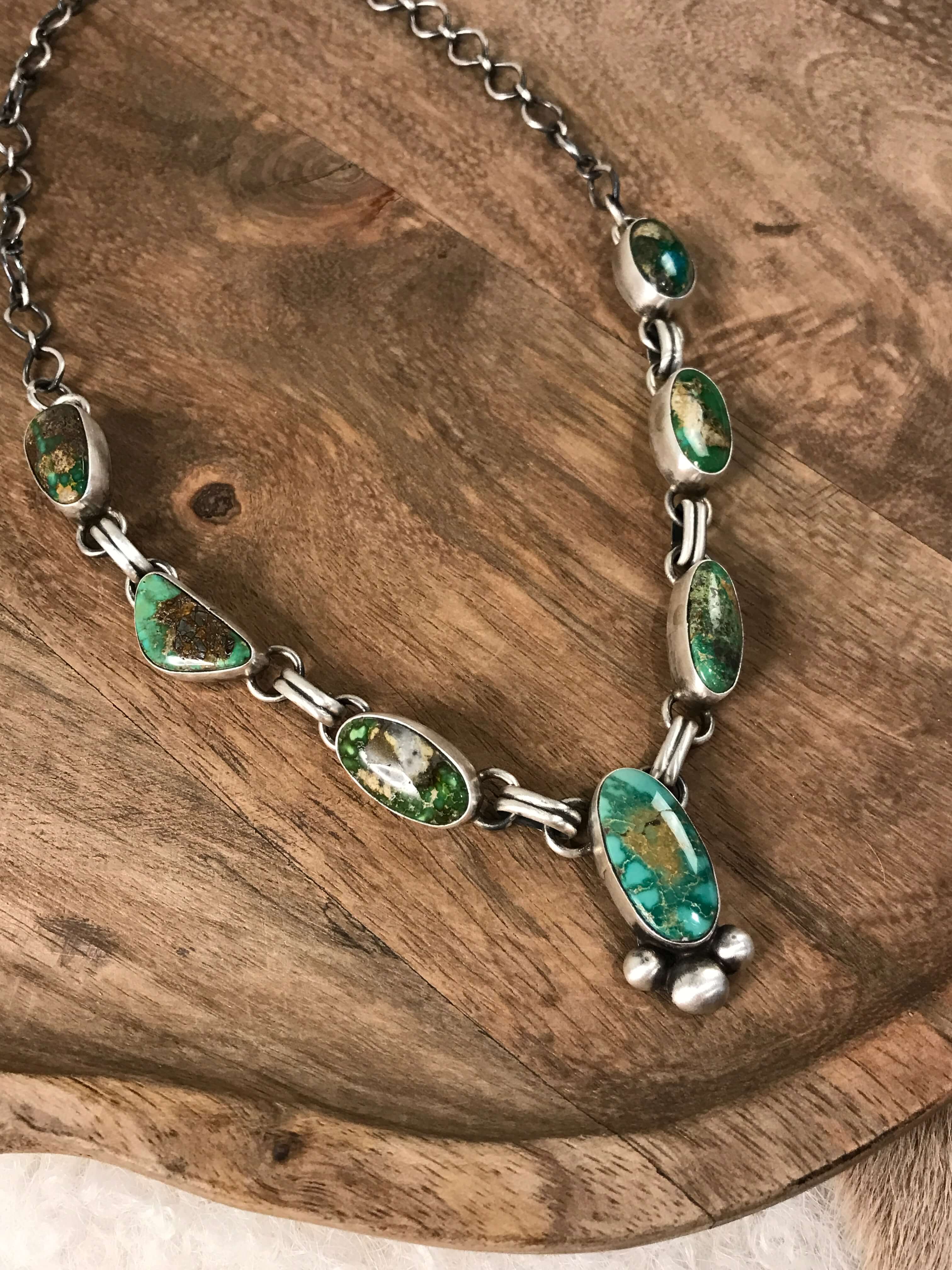 The Washington Turquoise Statement Necklace Set-Necklaces-Calli Co., Turquoise and Silver Jewelry, Native American Handmade, Zuni Tribe, Navajo Tribe, Brock Texas