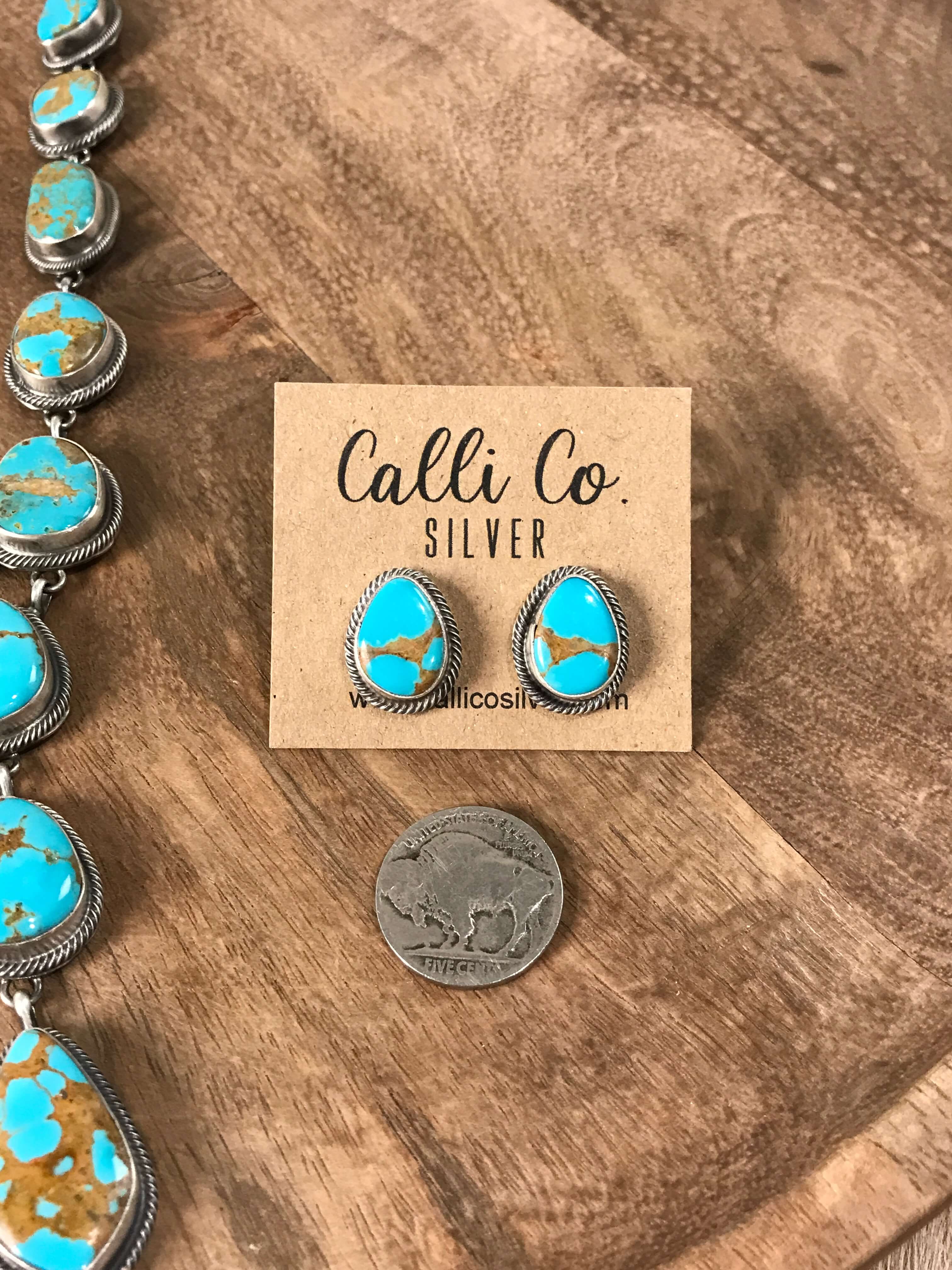 The Catarina Lariat Necklace Set-Necklaces-Calli Co., Turquoise and Silver Jewelry, Native American Handmade, Zuni Tribe, Navajo Tribe, Brock Texas