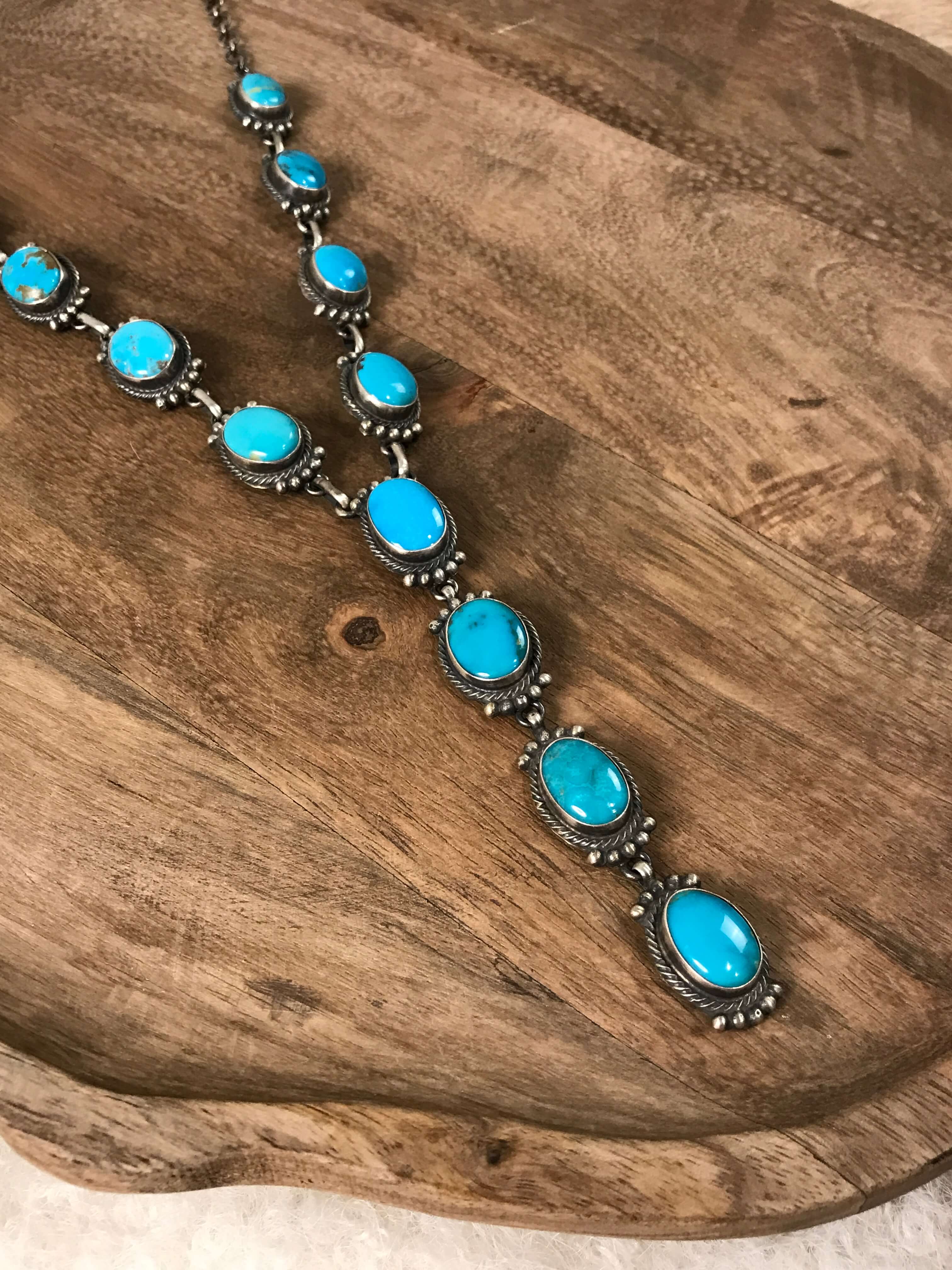The Dayton Lariat Necklace Set-Necklaces-Calli Co., Turquoise and Silver Jewelry, Native American Handmade, Zuni Tribe, Navajo Tribe, Brock Texas