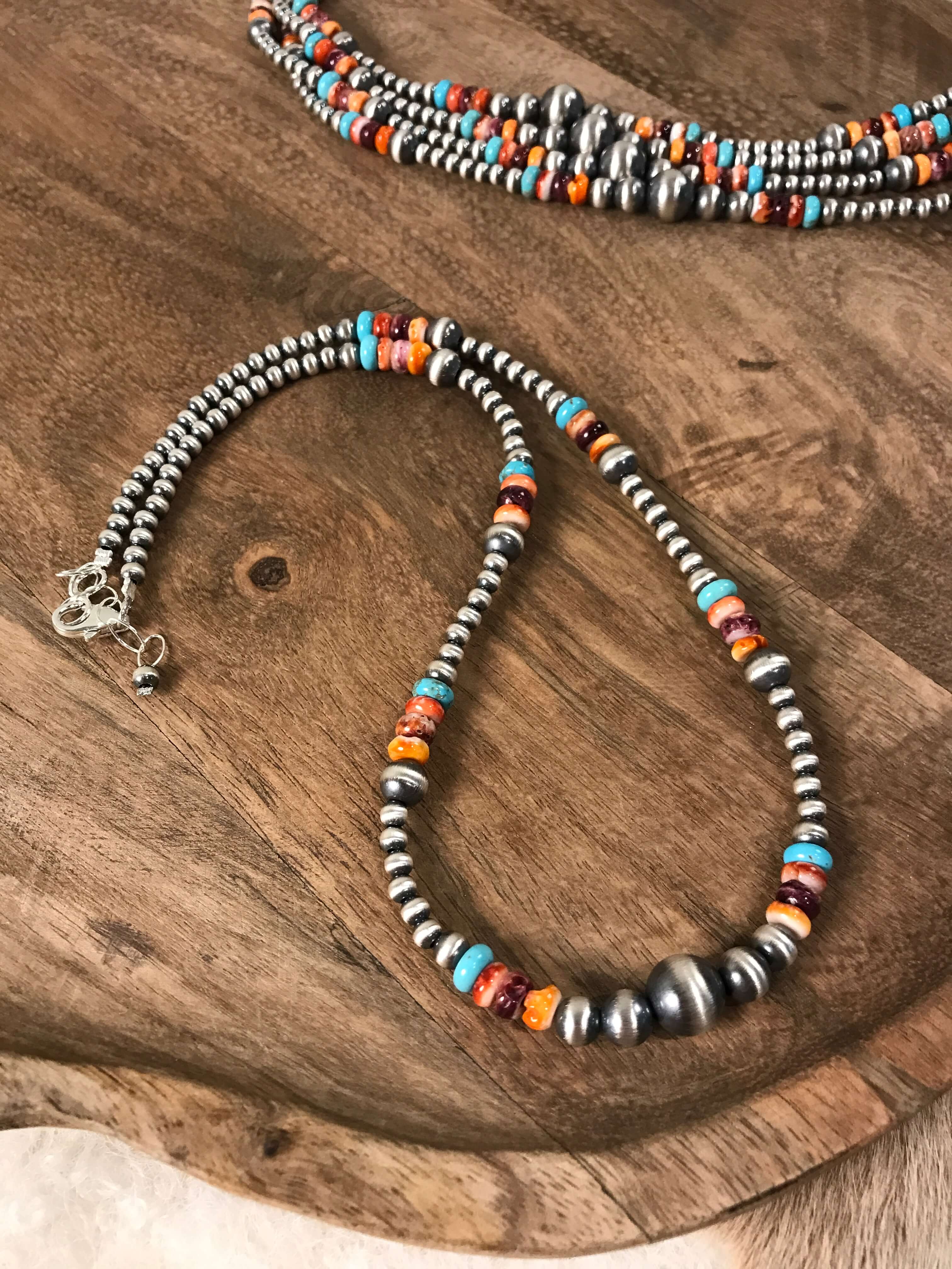 The Milly Multi Stone Necklace-Necklaces-Calli Co., Turquoise and Silver Jewelry, Native American Handmade, Zuni Tribe, Navajo Tribe, Brock Texas