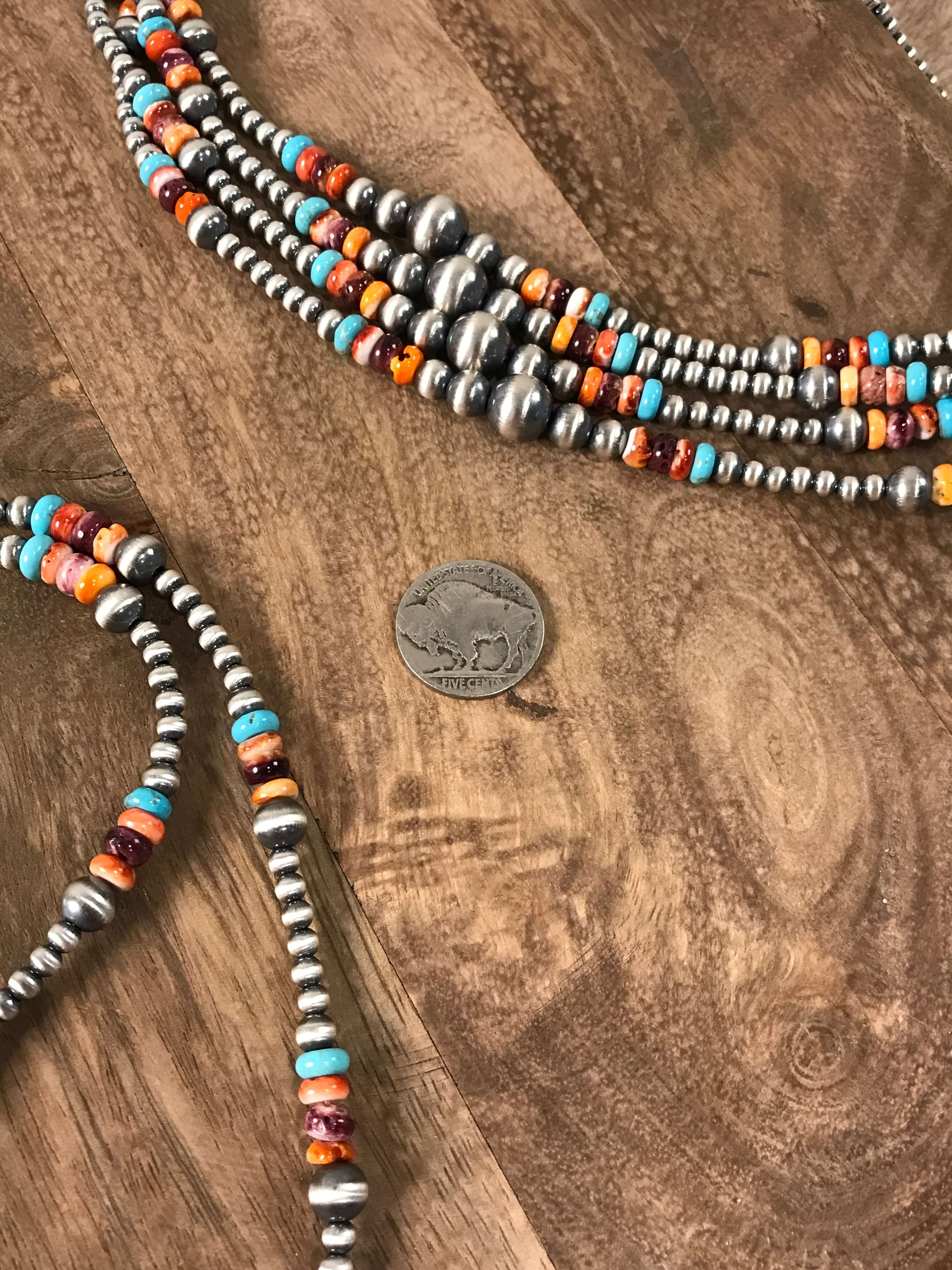 The Milly Multi Stone Necklace-Necklaces-Calli Co., Turquoise and Silver Jewelry, Native American Handmade, Zuni Tribe, Navajo Tribe, Brock Texas