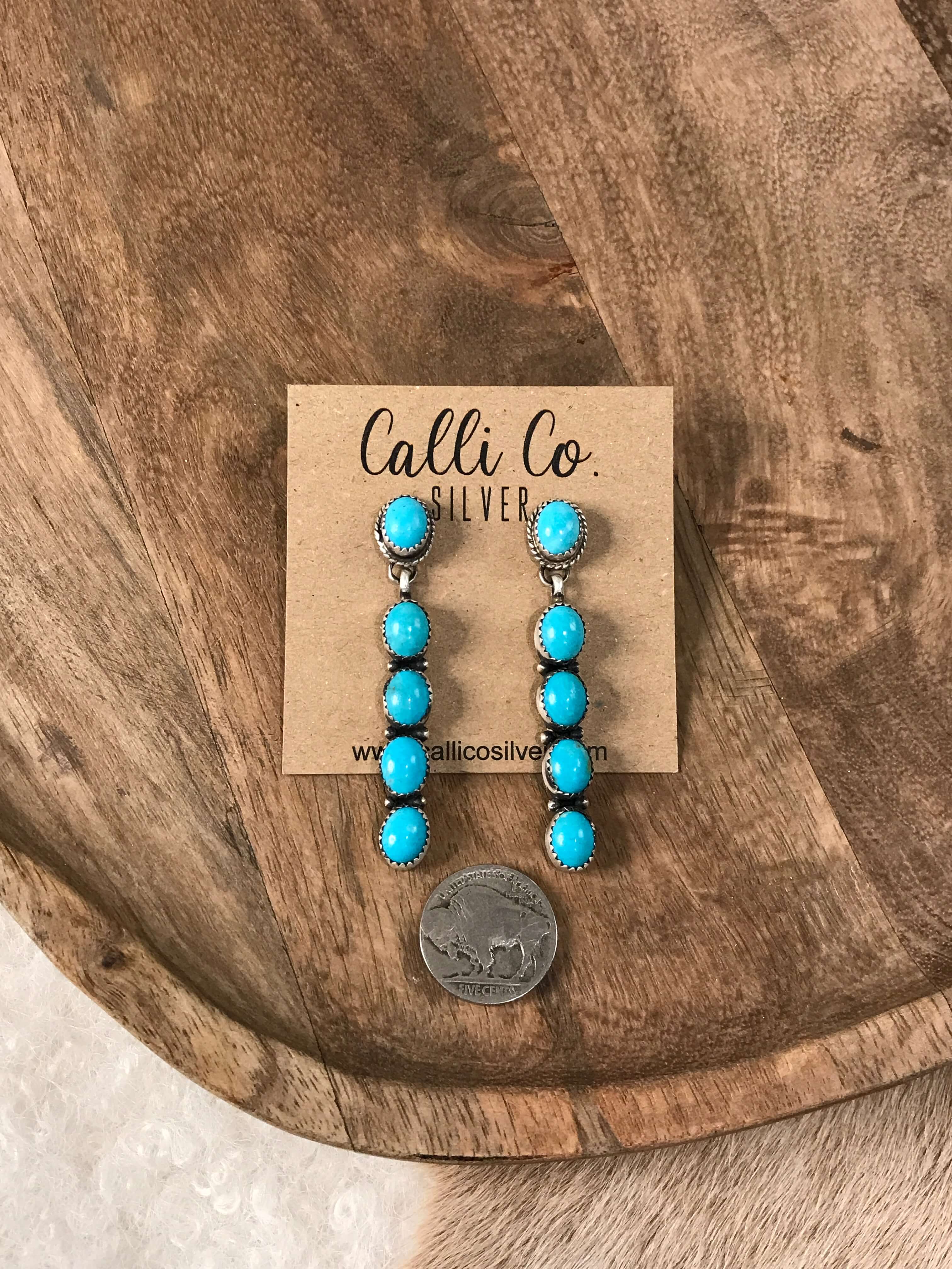 The Mykonos Earrings, 4-Earrings-Calli Co., Turquoise and Silver Jewelry, Native American Handmade, Zuni Tribe, Navajo Tribe, Brock Texas